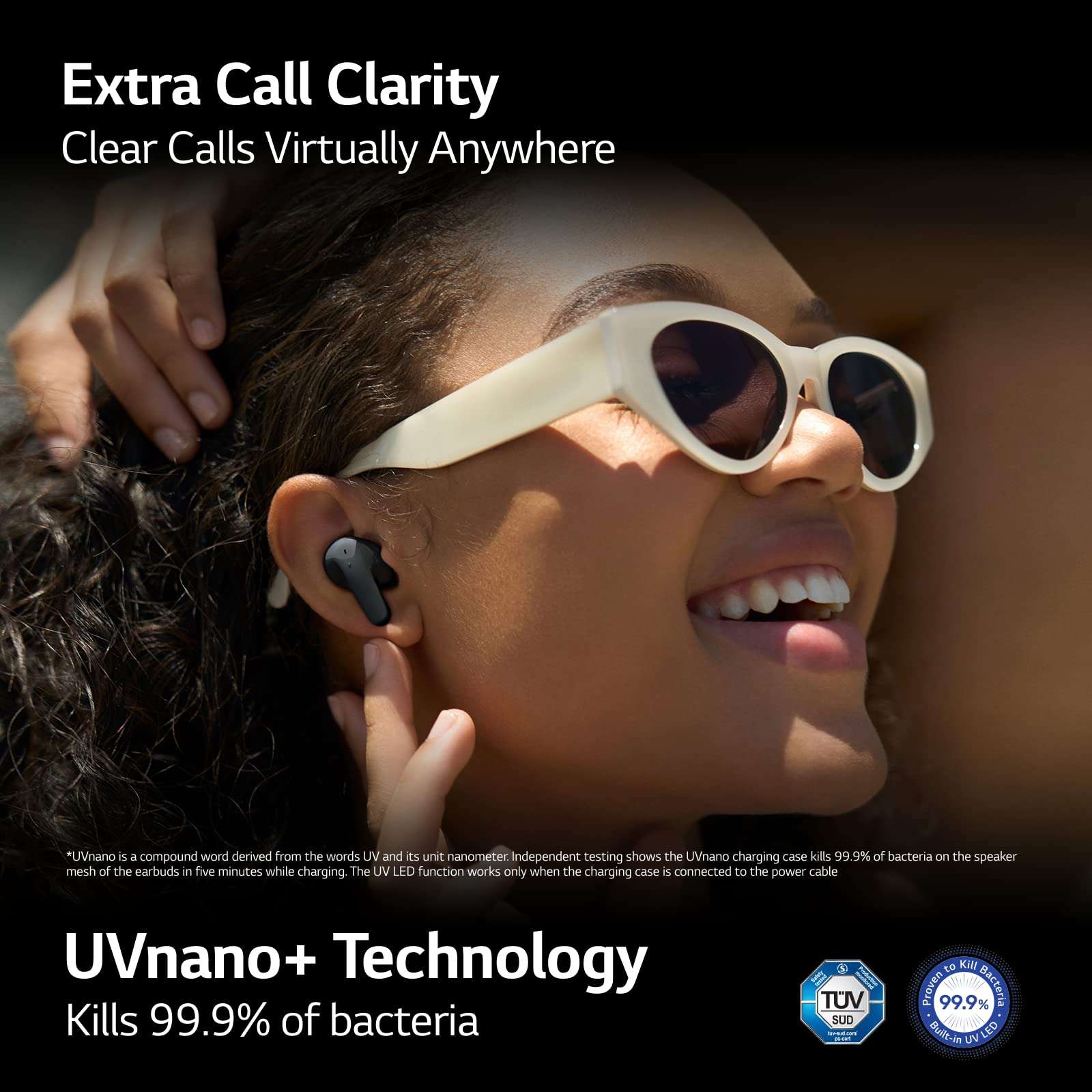 LG Tone Free T60Q - Hybrid Active Noise Cancelling True Wireless Bluetooth Uvnano+ Earbuds 3