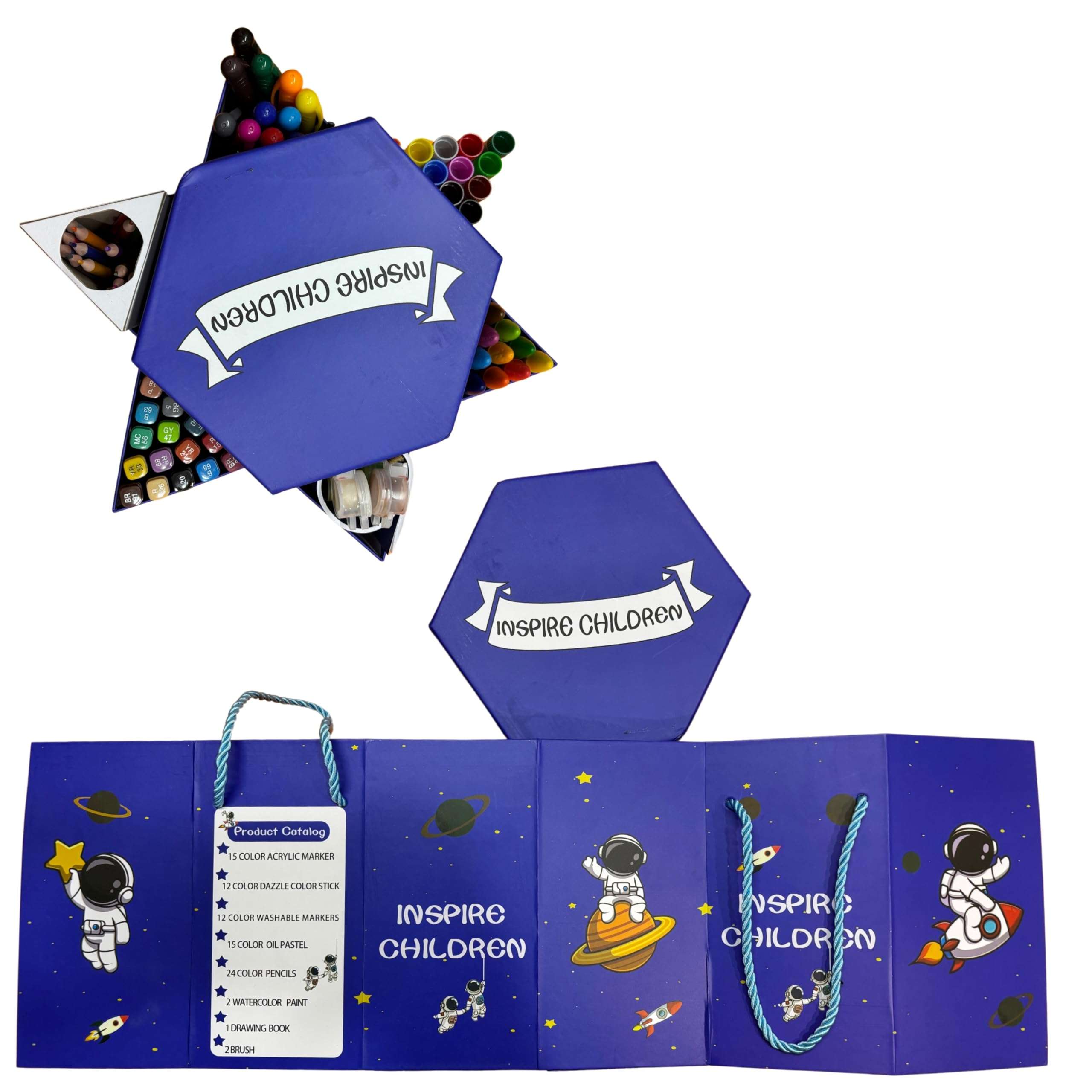 Kitchen Bloom Art Set for Kids, Drawing Kit with Color Pencils, Oil Pastels, Paint Brushes, Acrylic Markers Unicorn Theme Art Set (Space) 3