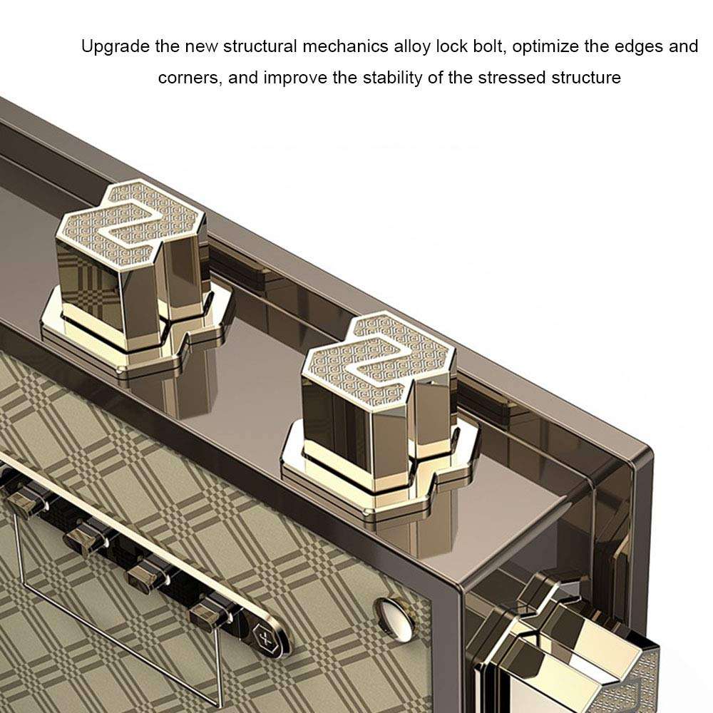 WXLSQ Digital Electronic Safe Security Box, Deposit Safe for Home & Office, Cabinet Safe, Fingerprint Recognition System Lock Box Security Safe Box,Brown 2
