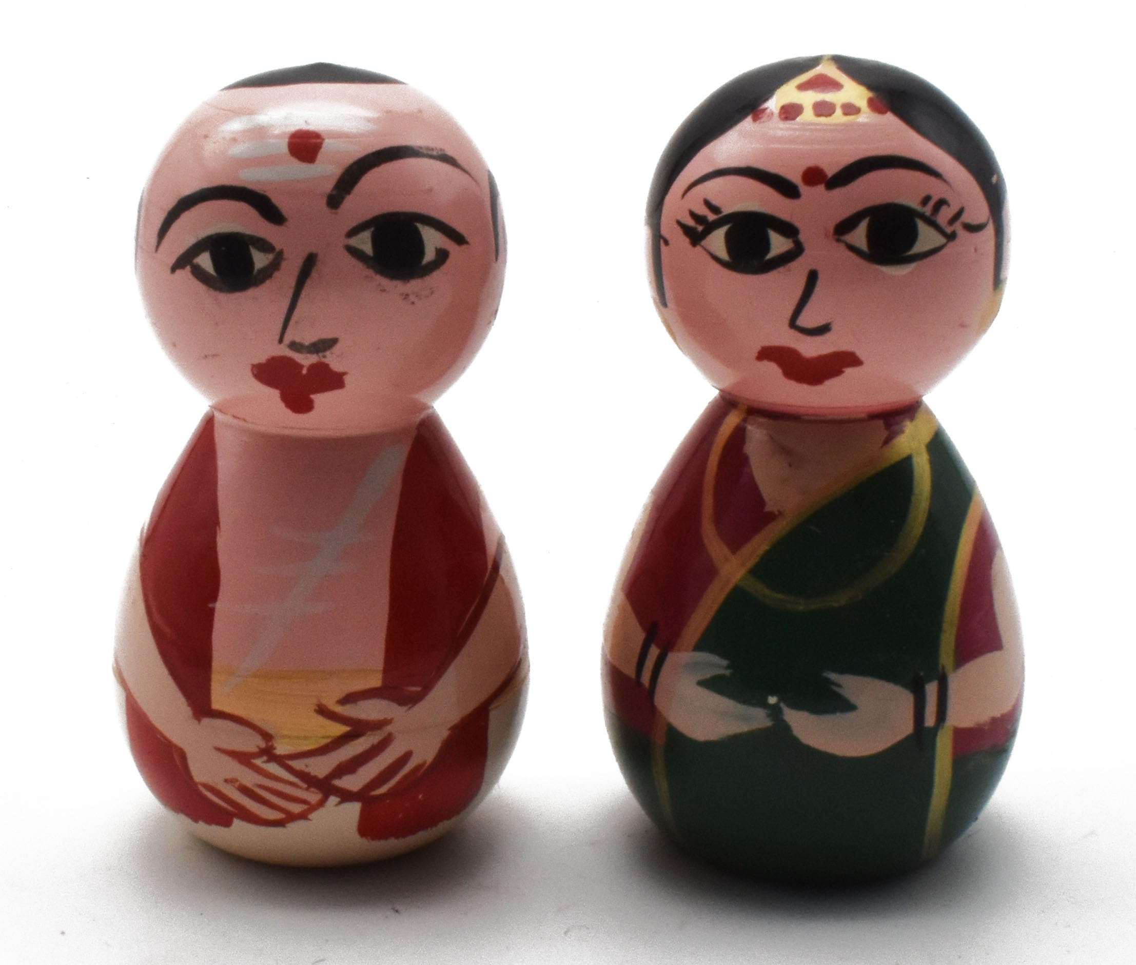 justhandmade Wooden Couple Doll | Mama Mami Doll | Pair Doll | Multicolor - Home Decor Showpiece Small (JHMMAMA254) 1