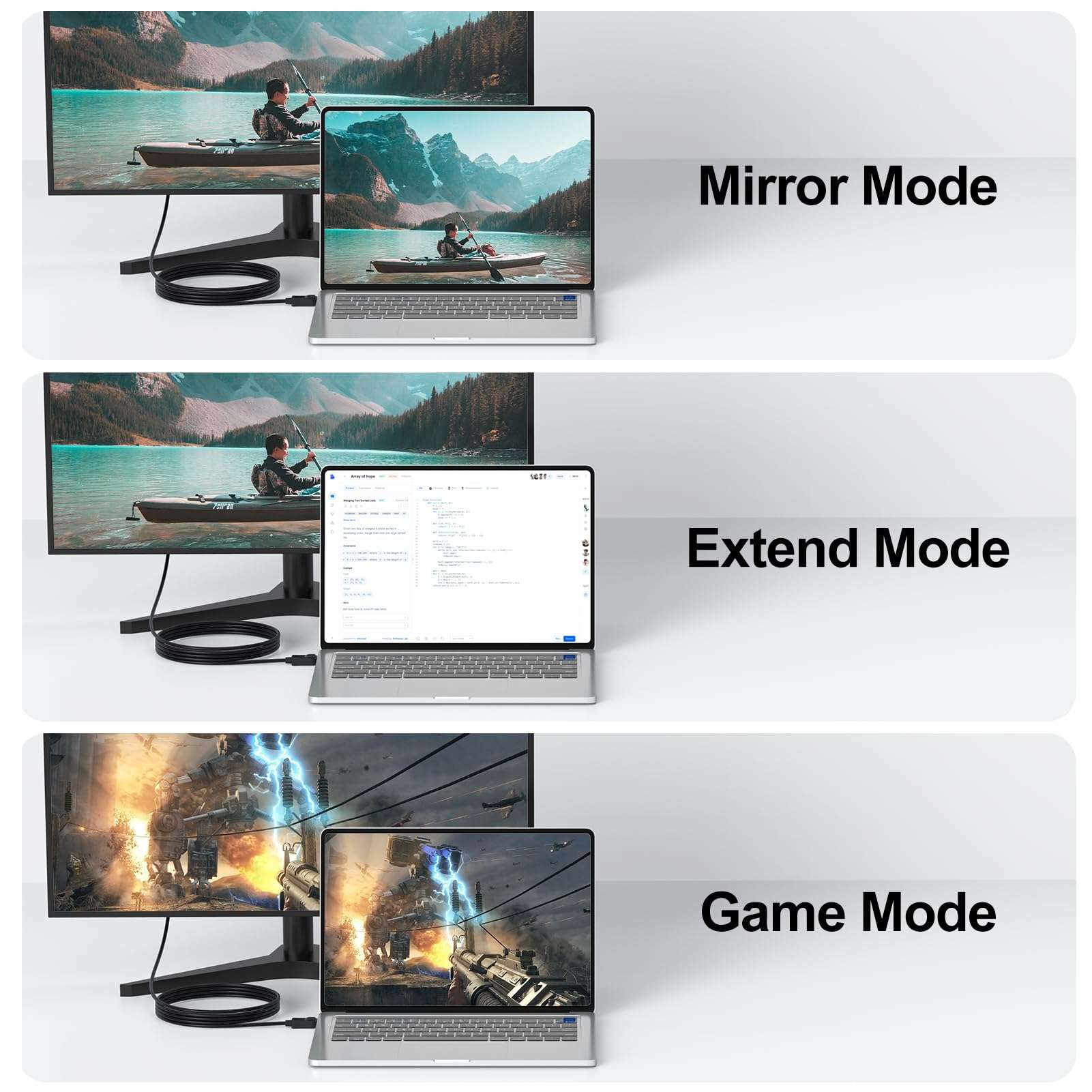 UVOOI DisplayPort (DP) to HDMI Cable 6 Feet 2-Pack, Display Port to HDMI Cable 6FT Male to Male Adapter 1080P@60Hz Support Video and Audio - Gold-Plated 5