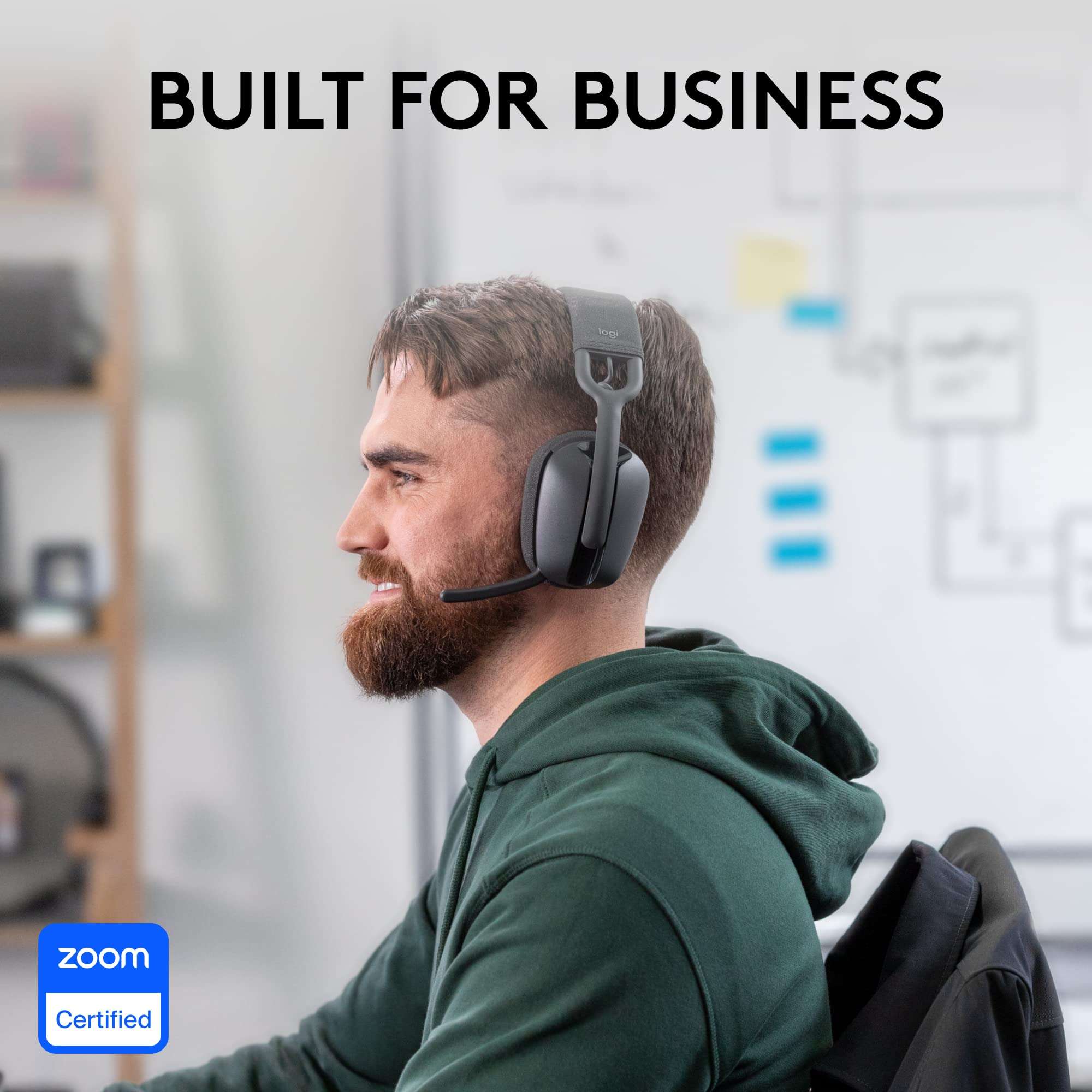 Logitech Zone Vibe Wireless Bluetooth Headphones with Noise Canceling Microphone, USB-A, USB-C, for Microsoft Teams, Mac/PC, Black 3