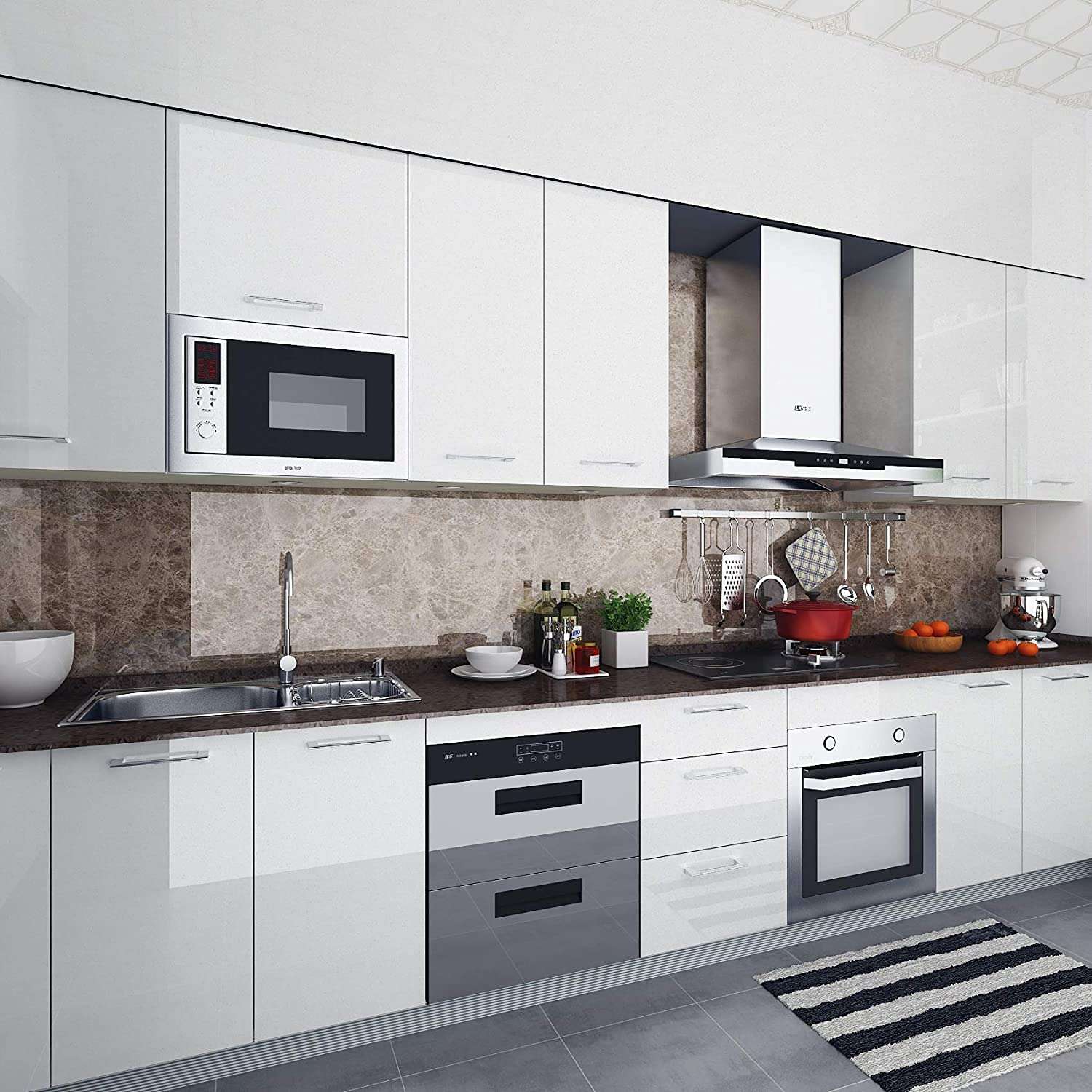 HOME13 White Glossy Self-Adhesive Removable Wallpaper,Vinyl Contact Paper for Countertops, Cabinets, Furniture (12x80 Inch) 5