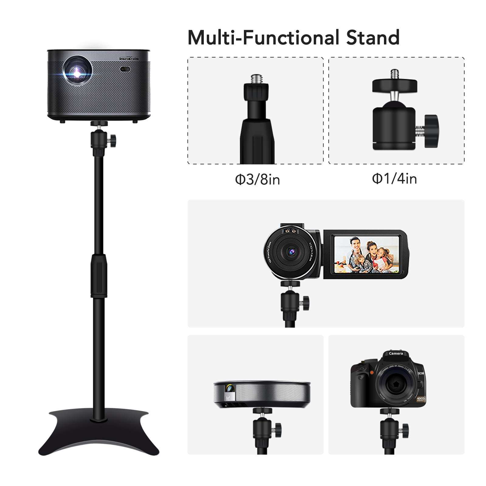 Projector Tripod Stand Drsn Portable Tripod Adjustable Height 27" to 49" 360°Swivel Pivot Ball Head Floor Stand Holder for Small Camera Webcam Microphone Projector GoPro 4