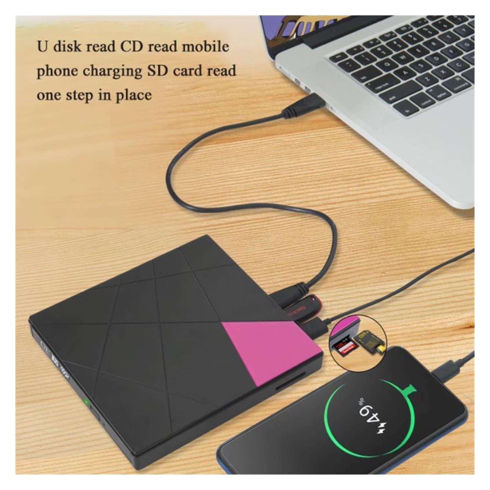 DVD Player USB 3.0 External DVD/CD Burner Writer Super Slim Drive RW SD Card Reader Portable DVD Player Compatible with USB 2.0/USB 1.0 Mini dv Player 4