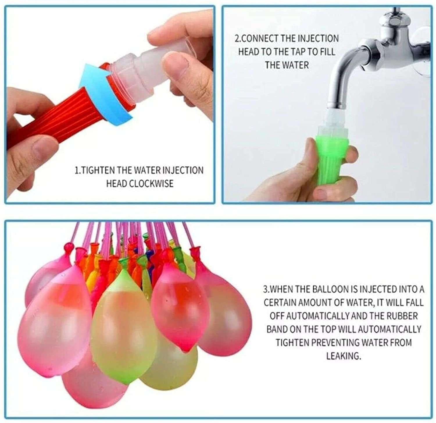 eCraftIndia Pack of 3 (111 balloons) Holi Water Balloon/Quick Water Filling Balloons for Kids Boys, Girls - Festival Summer Fun - Gift Item for Family, Friends, Children 5