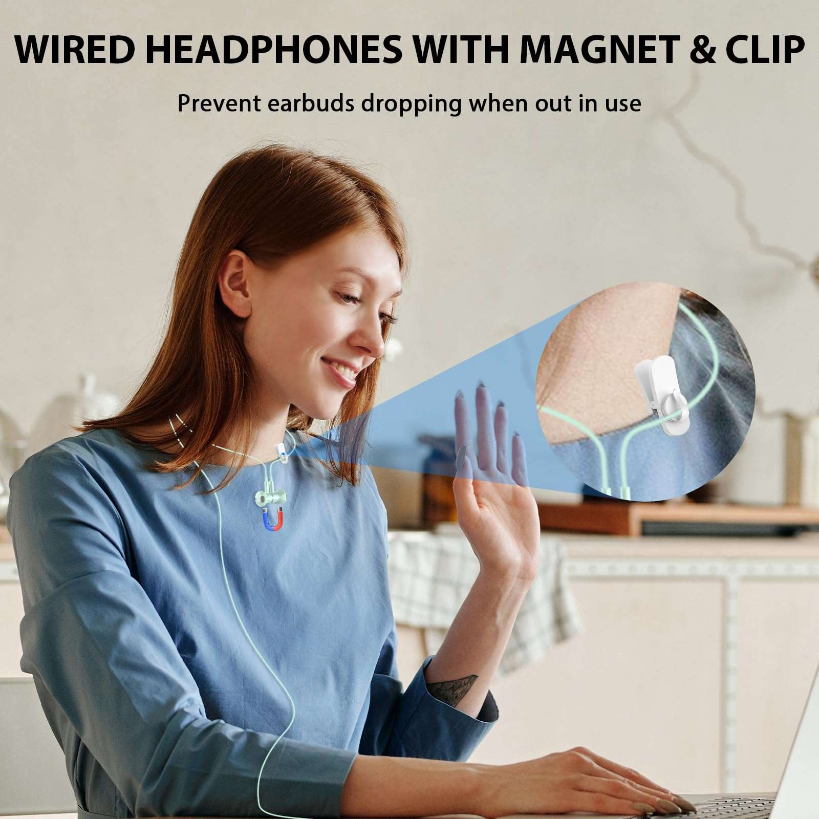 USB Headset with Microphone for PC 7.5 Ft Cable, USB A Headphones for Computer, Wired USB Earbuds Over Ear with Hook Mute Stereo Noise Canceling Cord Earphone for Laptop Dell Lenovo Surface PS5 Switch 5