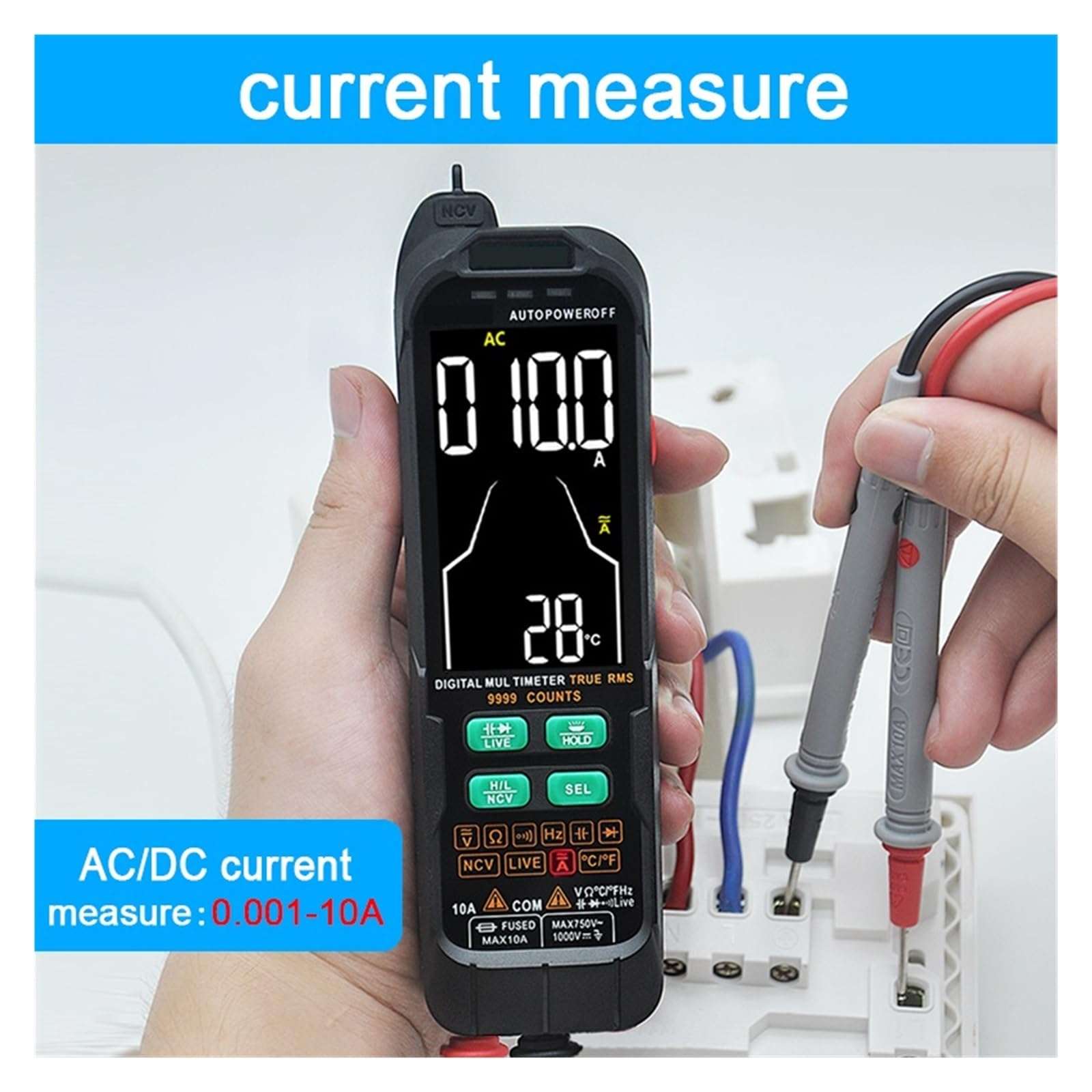 LIBODD Smart Multimeter Digital Mini Automotive Profesional Tester True RMS NCV AC DC Voltage Tester Portable Electric Meter(T1-C) 4