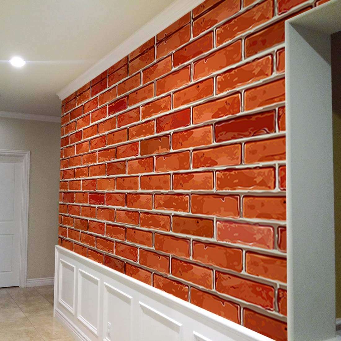 100yellow® 3D Red Brick Wall Wallpaper (26.67 Sq Ft, Self Adhesive PVC Vinyl) 4