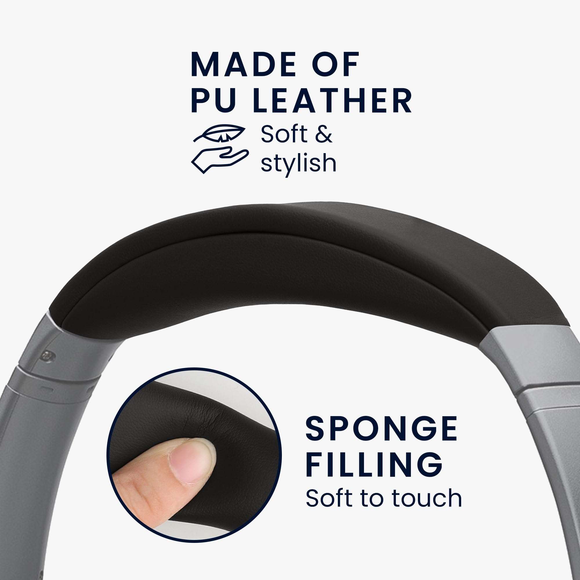 kwmobile Headphone Cushions Compatible with BoseQuietcomfort 35 / QC35 / Quietcomfort 45 / QC45 Cover - Faux Leather Replacement Pads for Headphones - Black 5