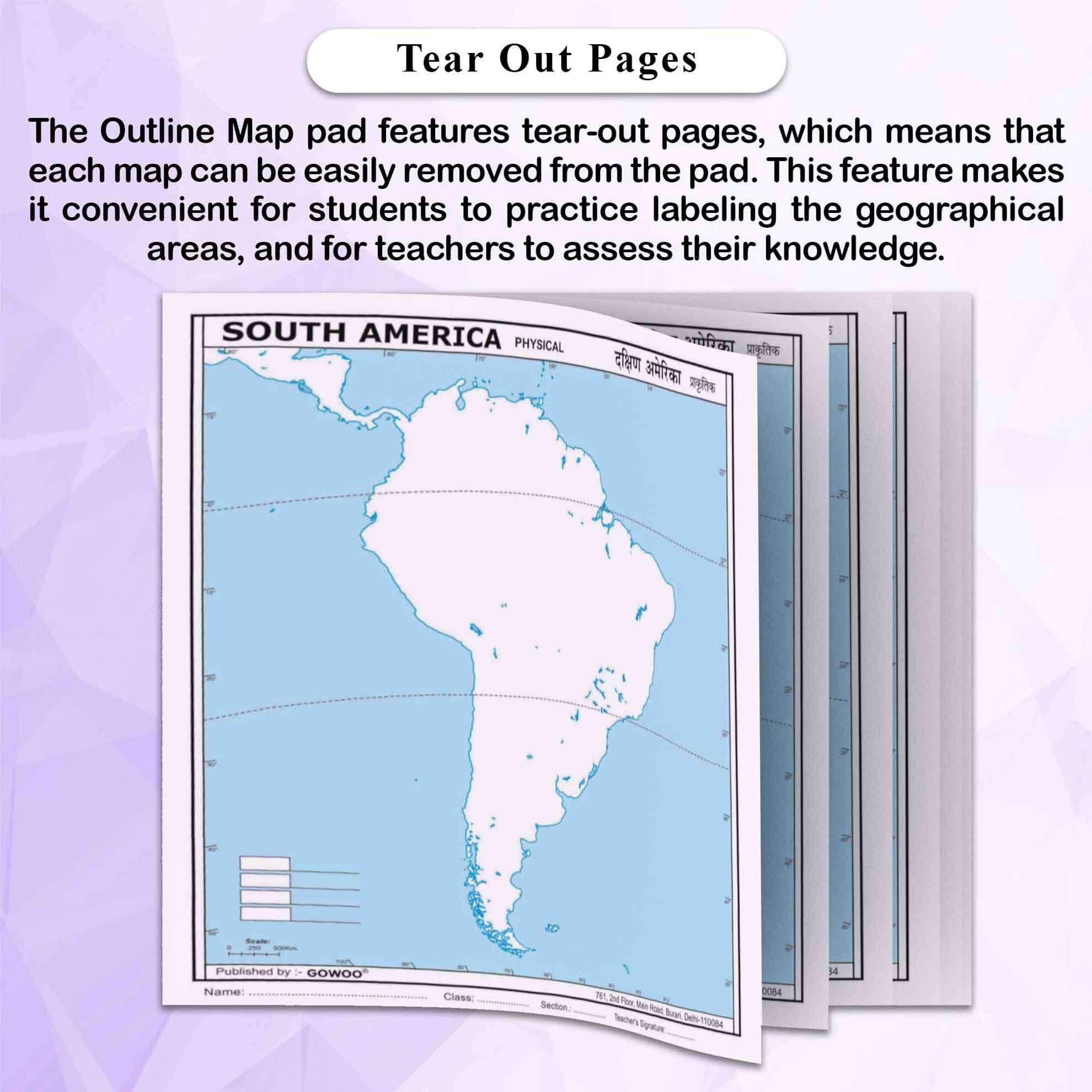SMALL - 100 SOUTH AMERICA POLITICAL OUTLINE MAP FOR SCHOOL and SMALL - 100 SOUTH AMERICA PHYSICAL OUTLINE MAP FOR SCHOOL | Combo of 2 5