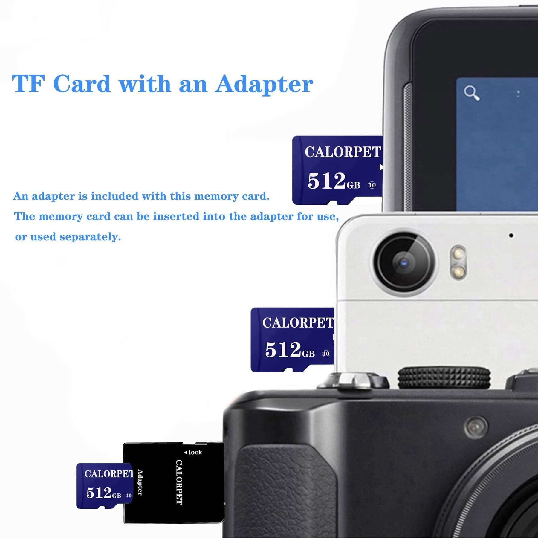 Memory Card 512GB，Read Speed Up to 80 MB/s,Write Speed Up to 40 MB/s，TF Card with Card Adapter TF Card for Smartphone/Camera/Tablet/Surveillance/Drone/Videographers and More (Purple) 6