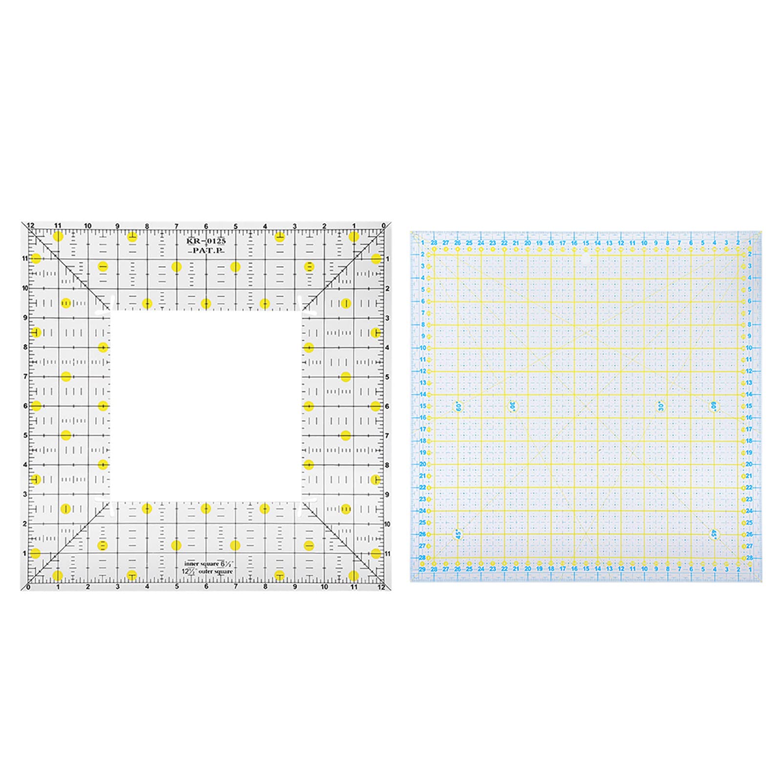 Holigie 2Pcs Quilting Ruler, Square Acrylic DIY Cloth Patch Work for Measuring Sewing Embroidery Supplies Sewing Tools Measuring Handmade Tool