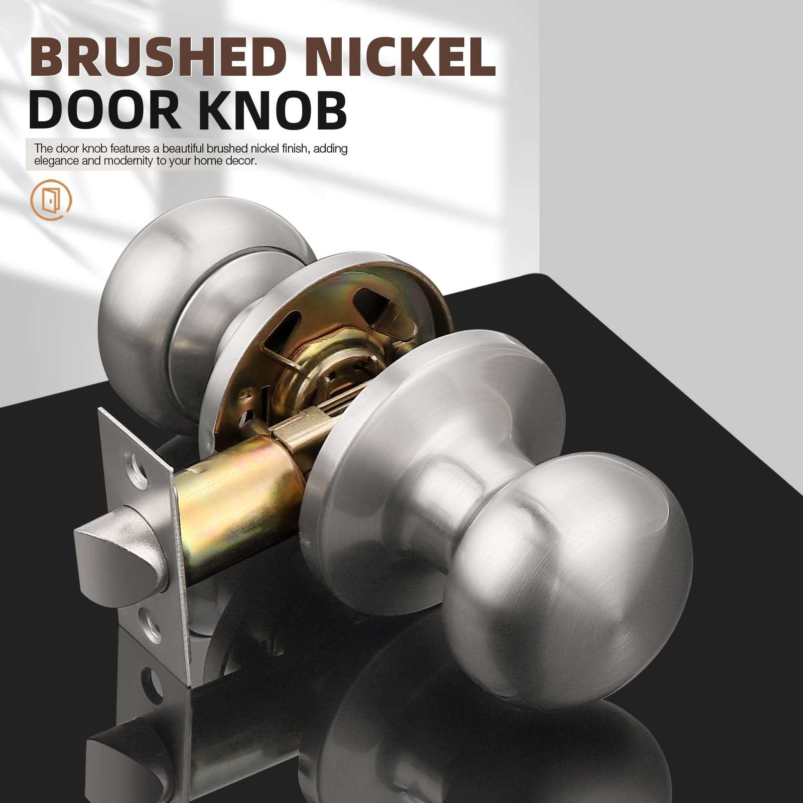 GOBEKOR 1 Pack Dummy Door Knobs Interior Satin Nickel Single Dummy Door Knob for Closet Round Dummy Knobs for French Doors Single Side Knob 2