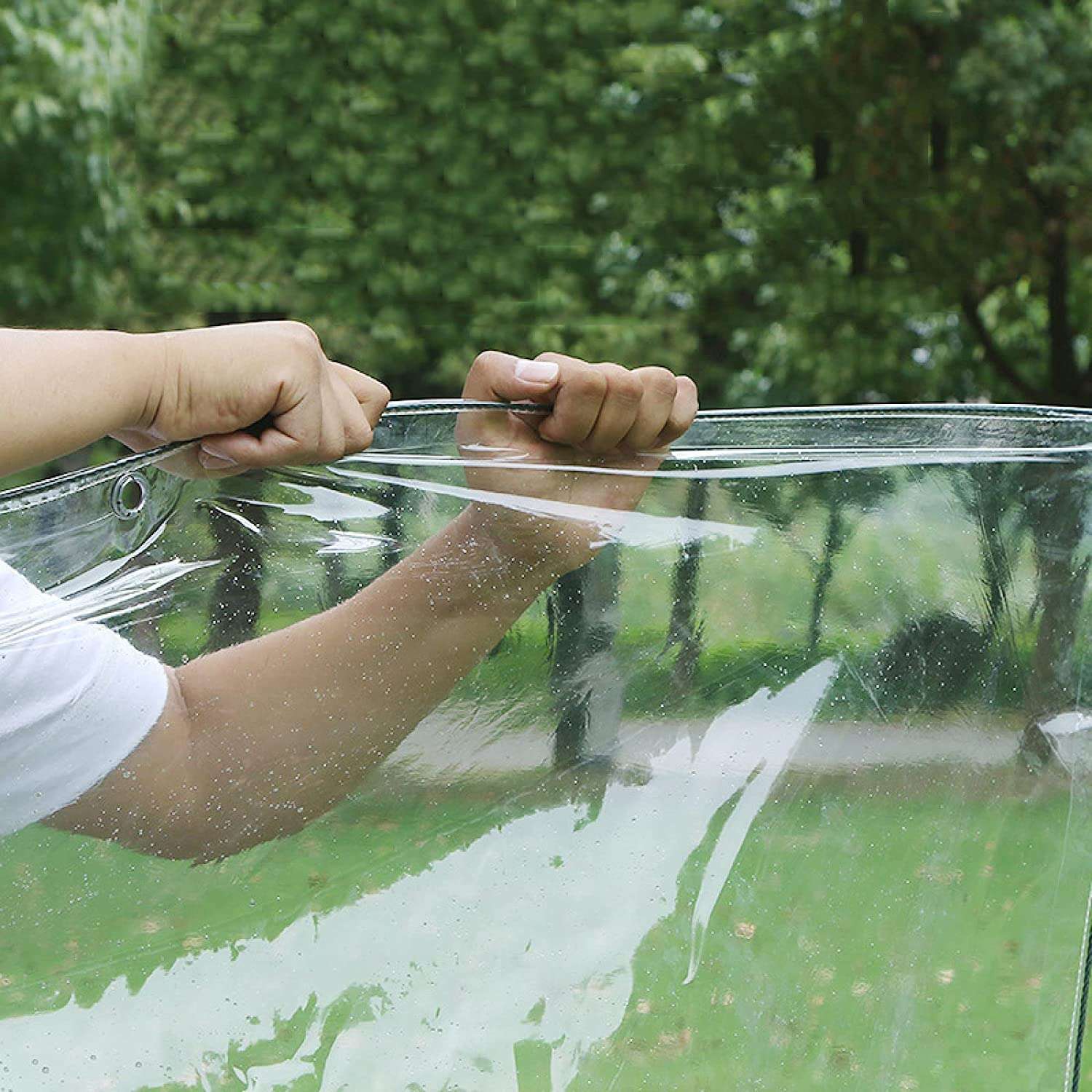 Transparent Curtains Outdoor and Balcony Waterproof Heavy Duty 5 x 8 ft, Clear, 500 GSM Curtains Heat Preservation, Long Service Life, for Roof, Camping, Patio, Pool, 5