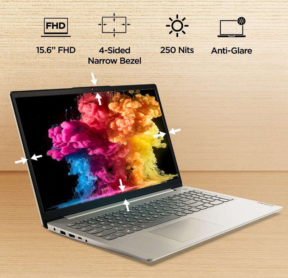 Lenovo IdeaPad Slim 3 Intel Core i5 11th Gen 15.6" (39.62cm) FHD Laptop & 300 Wireless Compact Mouse, 1000 DPI Optical Sensor, 2.4GHz Wireless Nano USB, 10m Range, 3-Button(Left,Right,Scroll) 4