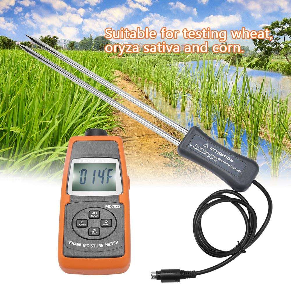 Moisture Meter Tester, MD7822 Digital LCD Screen Grain Moisture Meter Tester Measuring Tool for Wheat Corn Basal Thermometer LCD Grain Tester 4