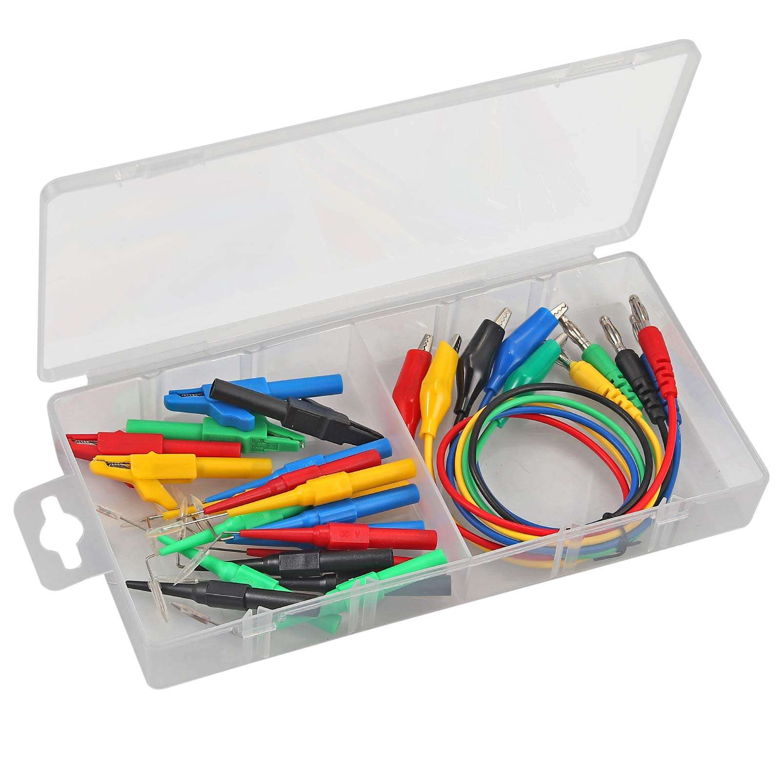 Neoteck 5 Color 25PCS Back Probe Test Lead Kit, 15PCS Back Probe Pins + 5PCS Banana Plug to Alligator Clip + 5PCS Alligator Clips for Multimeter Diagnosis Circuit Testing 6