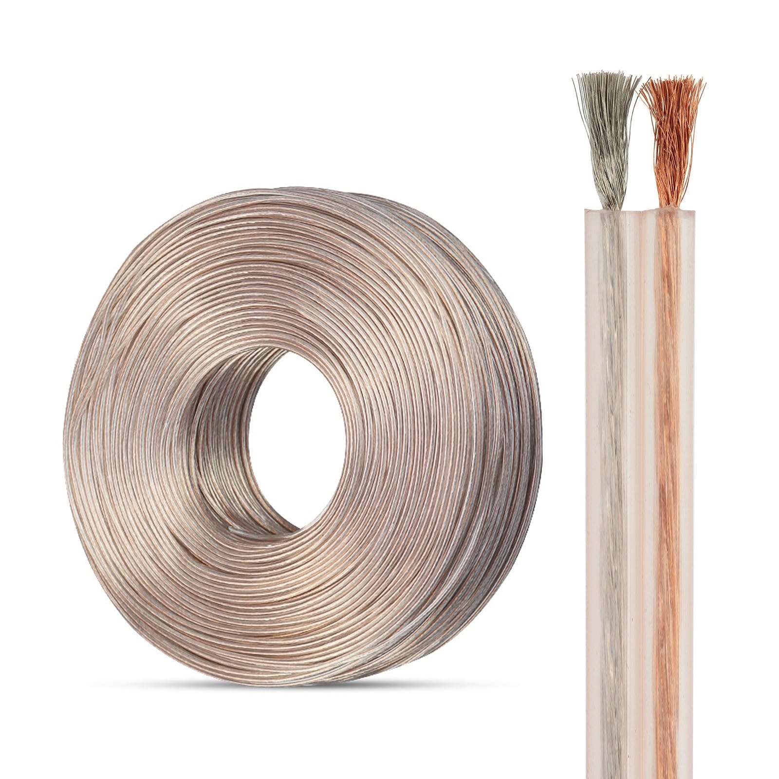 16~24 Gauge Wire Tinned Copper Copper Conductor Electrical Wire 16~24 AWG Applicable to Smart Home Wire 30 Ft Whole Volume PVC Transparent Cable for Electronic Devices Etc(30ft 24AWG-2P) 1