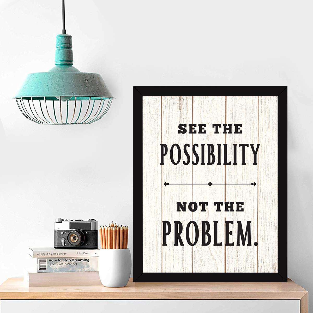 Chaka Chaundh Acrylic-Office Quotes Frames-Motivational Quotes Wall Frames For Office-Positive Business Quotes Wall Frame-Office Quotes Poster-(14 X 11 Inches) (White Wood Vintage-Color-3) 2