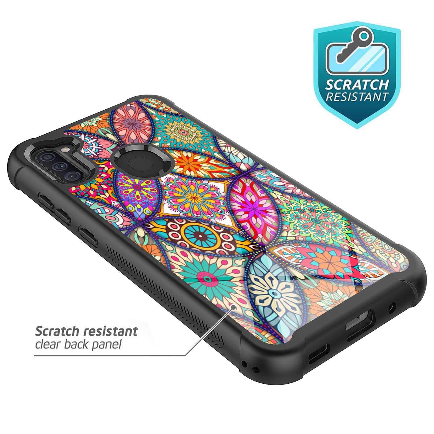 Rosebono Compatible with Samsung Galaxy A21 Case, Slim Hybrid Dual Layer Shockproof Hard Cover Graphic Fashion Cute Colorful Silicone Skin Cover Armor Case for Samsung Galaxy A21 (White Marble) 2