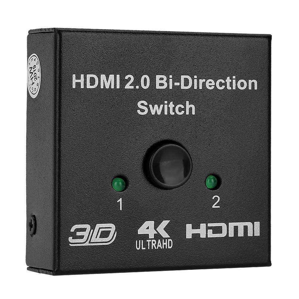 Two-Way HDMI Switcher, Fine Workmanship Practical HDMI Splitter, Gaming Consoles Projectors for PCs Office Laptops Apartment Hotel School Home 3