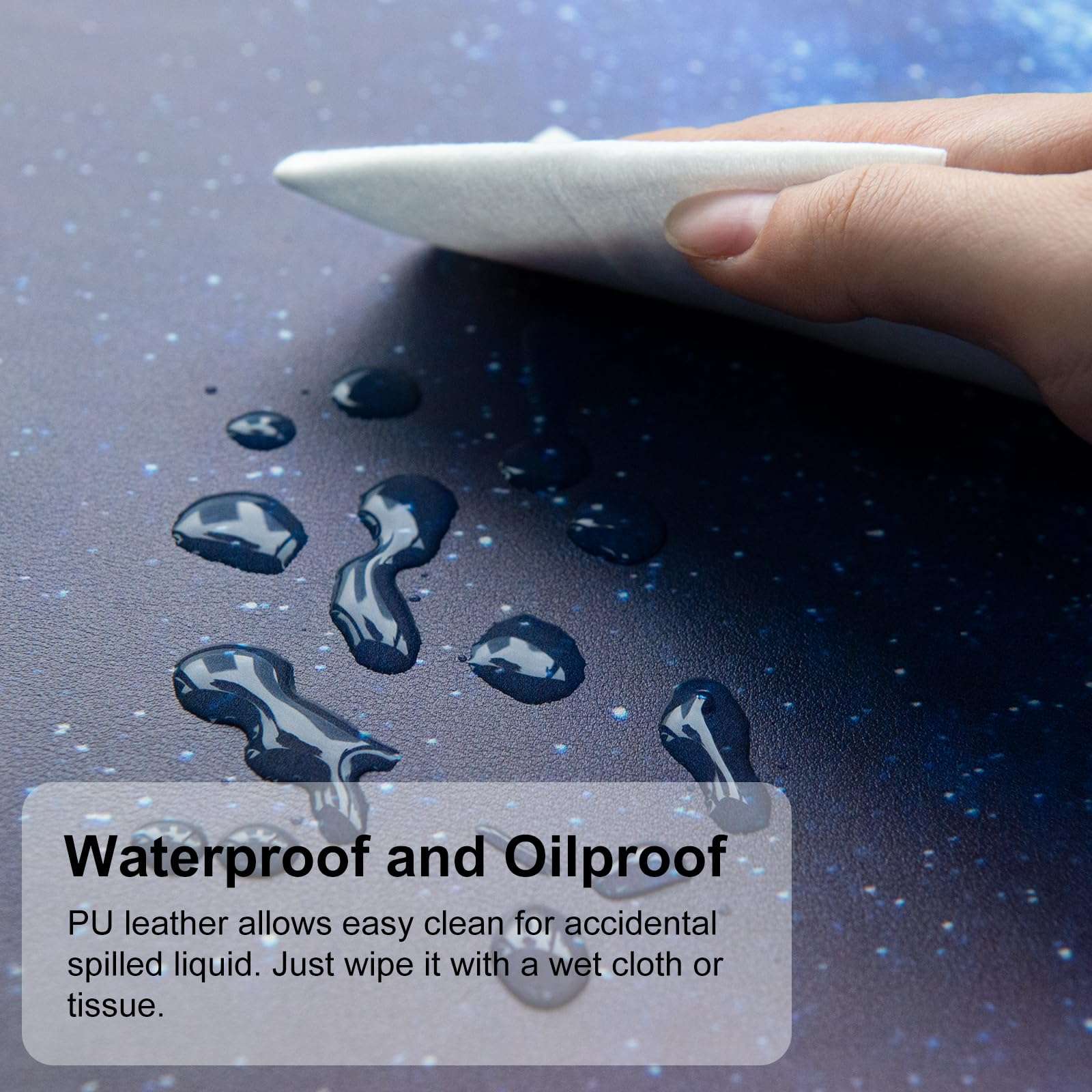 QIYI Large Desk Pad, Milky Way Mouse Pad Desktop Decor, Waterproof PU Leather Desk Cover Protector, Desk Accessories for Office Home Work Writing Gaming 31.5" x 11.8" - Blue Galaxy 4
