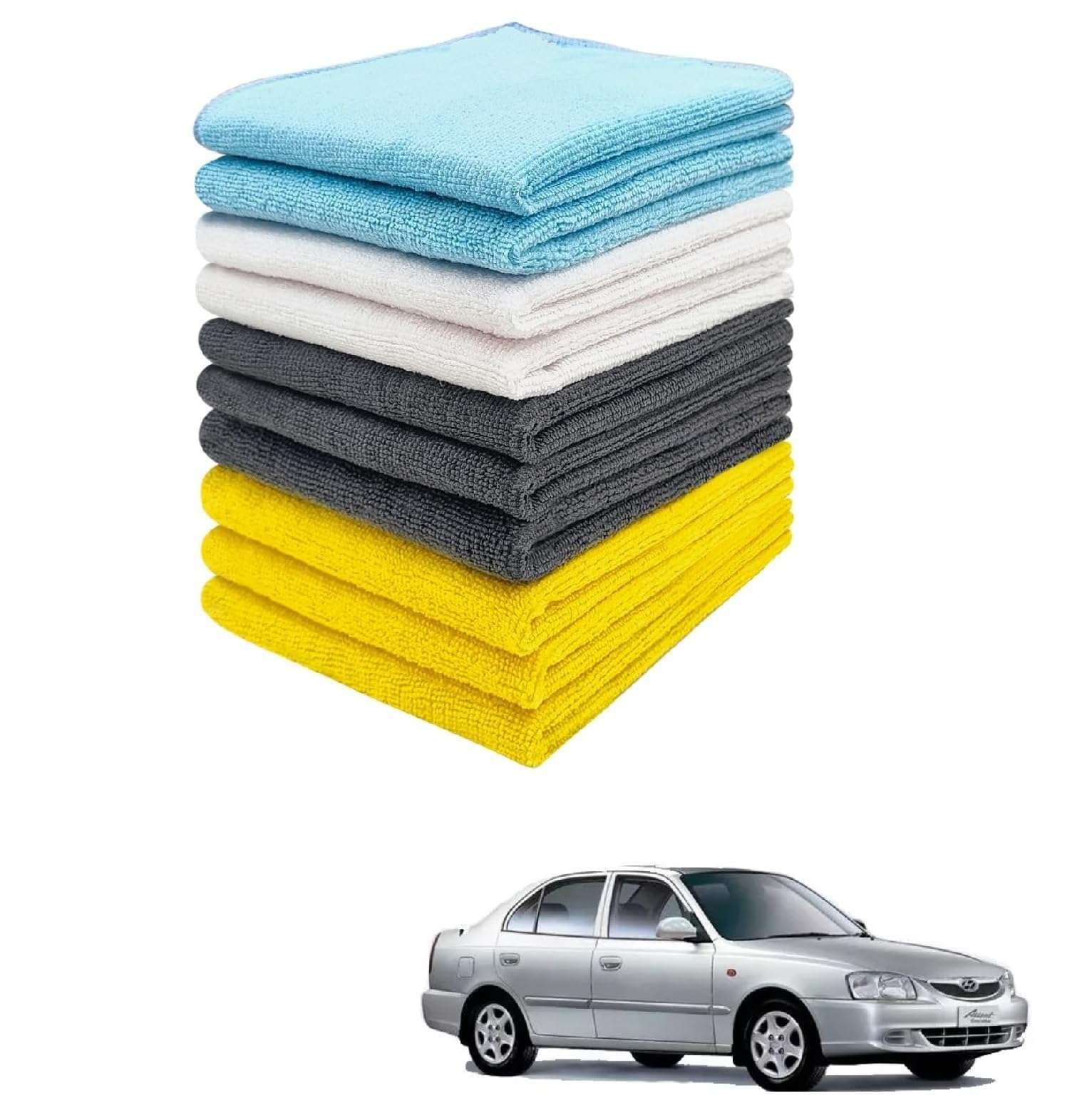 KOZDIKO Car Microfiber Cleaning Cloths 40x40cms 300 GSM (Pack of 10) Multi-Colour Highly Absorbent Lint and Streak Free Wash Cloth Compatible with Accent 1