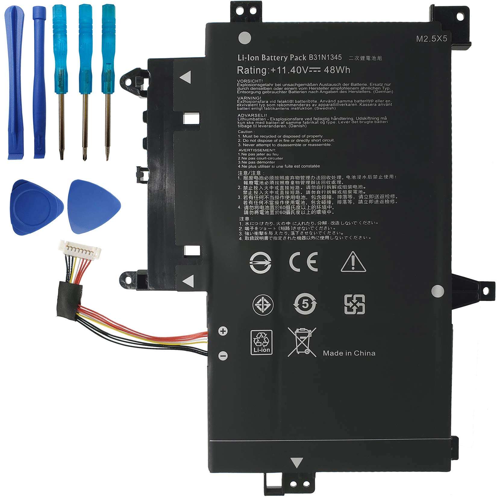 LAQUEENA B31N1345 Laptop Replacement Battery for Asus TP500L TP500LA TP500LB TP500LN Series B31BN9H 0B200-00990100 11.4V 48WH/4100MAH 3-Cell 1