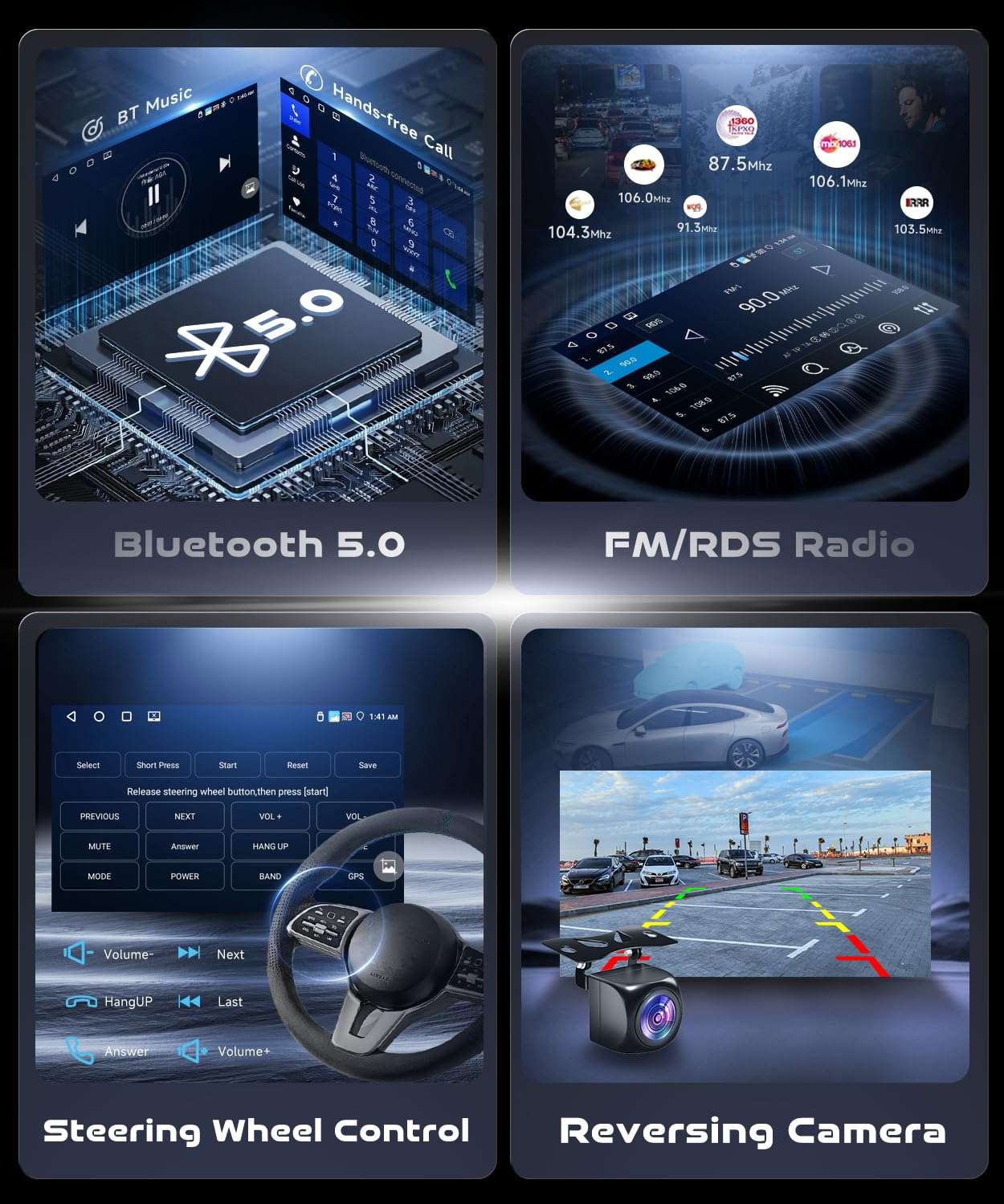 4G+64G Android 15 Car Stereo for for Ford Ranger F250 2012-2015 with Wireless Carplay Android Auto, 9 Inch 1280 * 720 Touch Screen GPS/WiFi/Bluetooth 5.0/ FM/32EQ/ SWC/Backup Camera 6