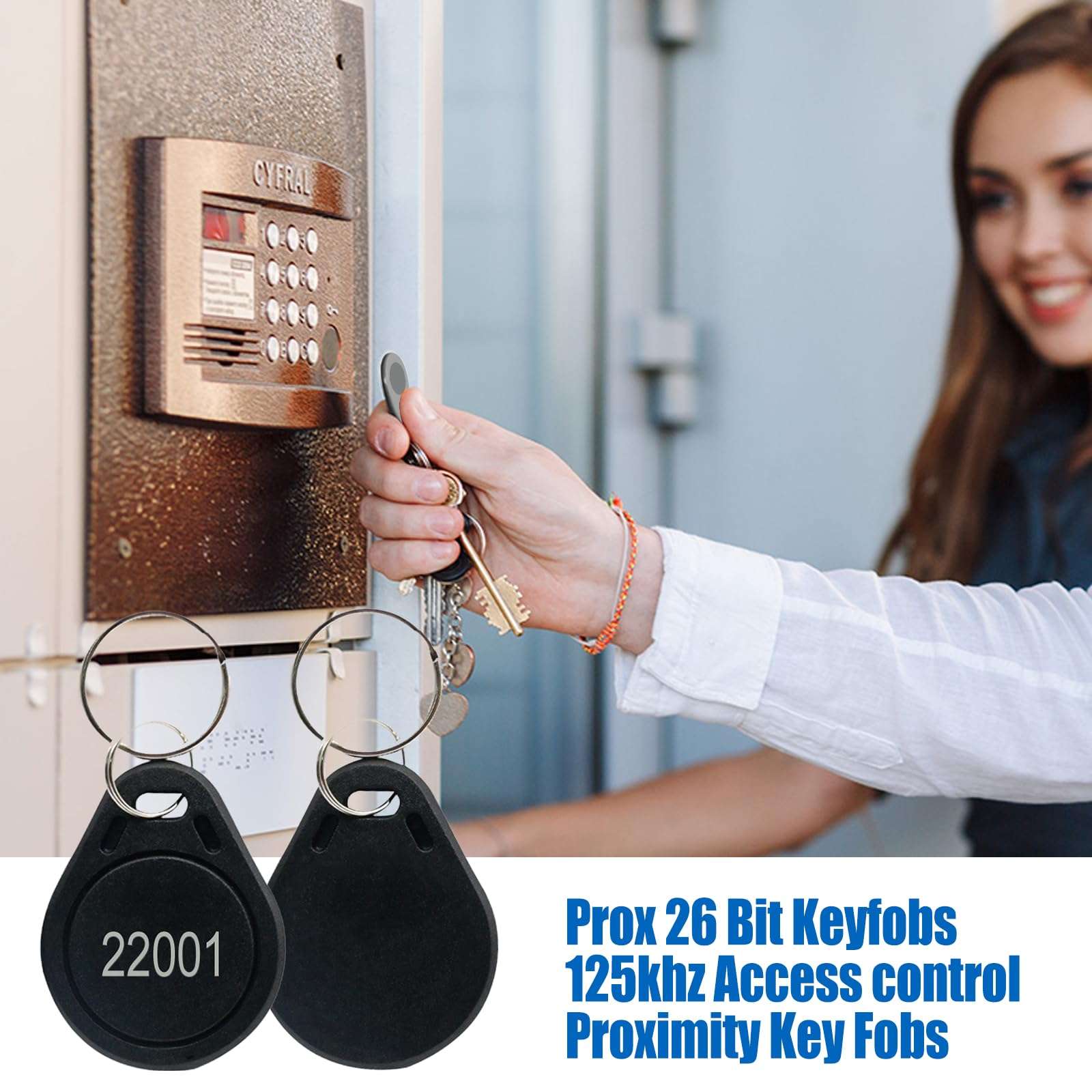 Yuqutum 50 Pcs 26 Bit Proximity Key Fobs Compatable with Prox Key ISOProx 1346 1386 1326 H10301 Format Readers, Works with The Vast Majority of Access Control Systems (50 PCS) 3