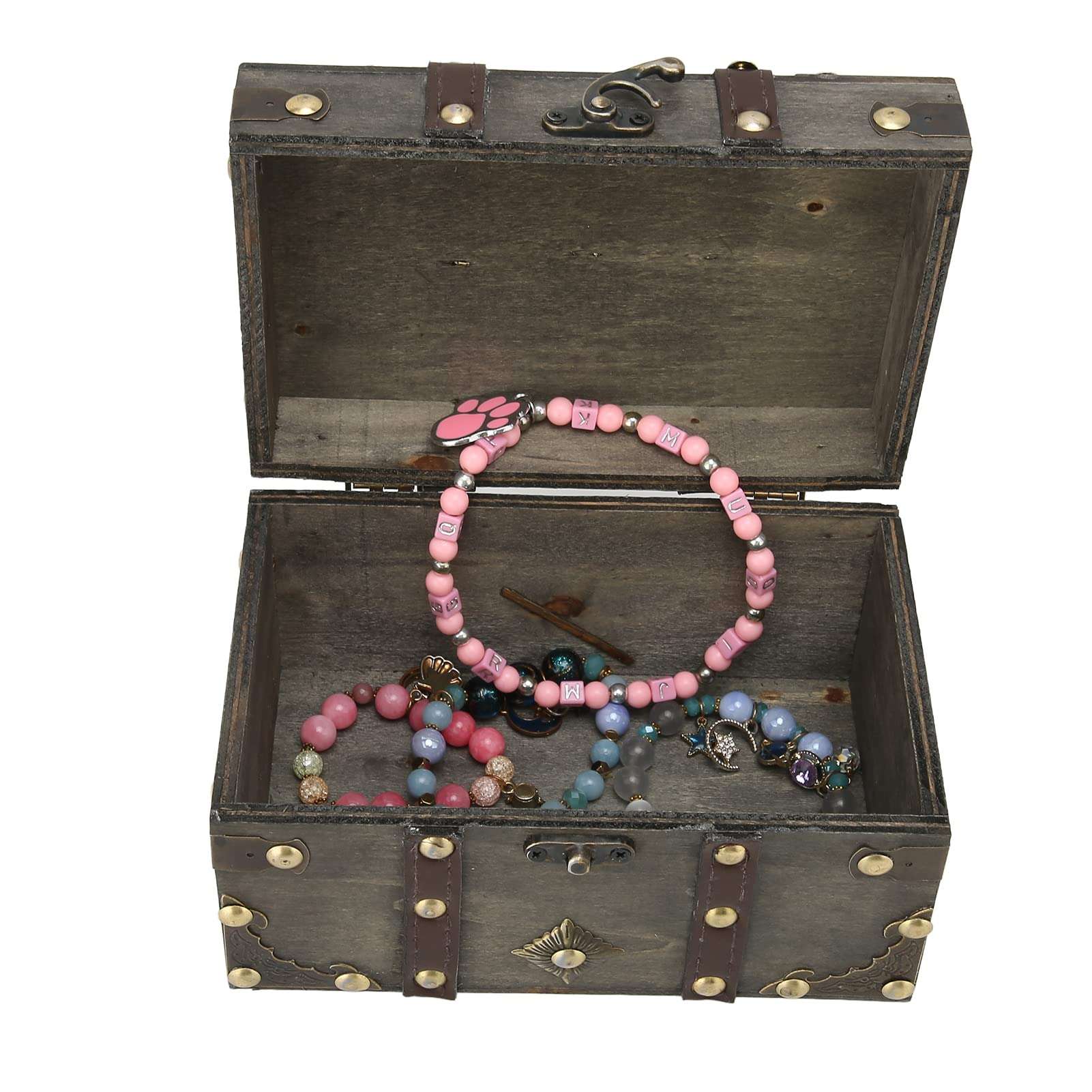 Vintage Wood Storage Box, Jewelry Organize Home Decoration Grey Chinese Style Beautiful Vintage Storage Box for Hairpins 6