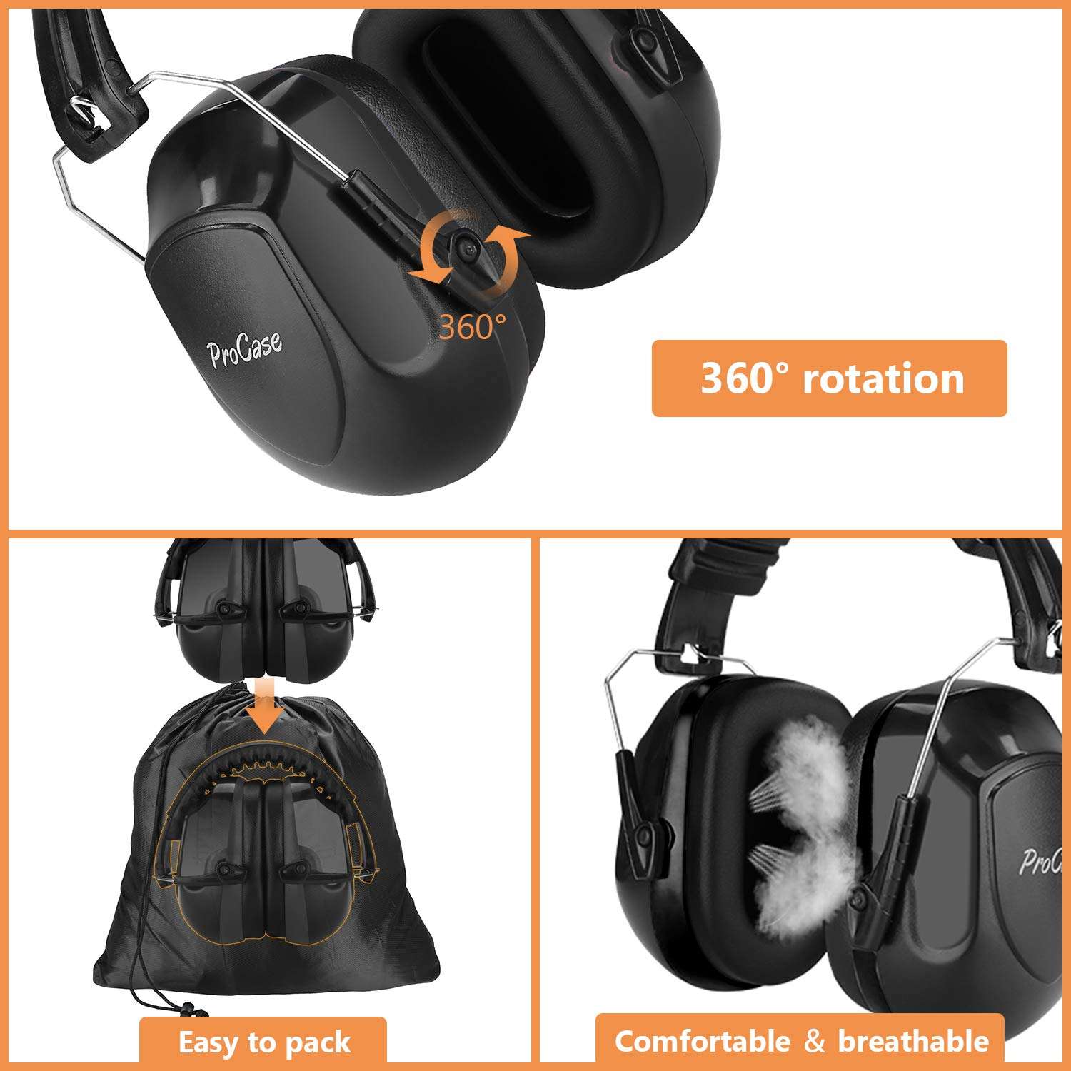 ProCase Noise Reduction Safety Earmuffs Bundle with FM/AM Radio Bluetooth Headphones 6