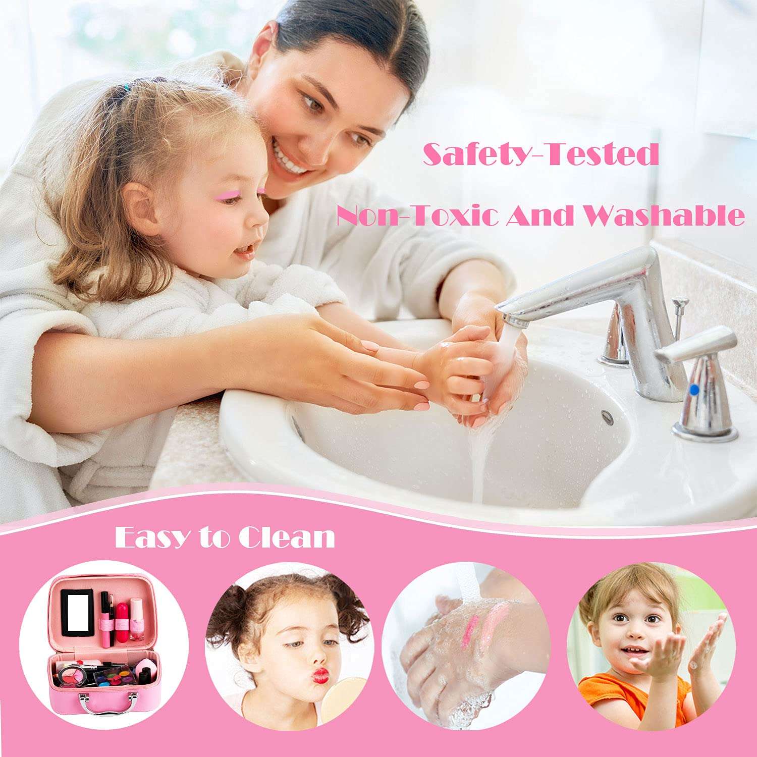 Kids Makeup Kit for Girl, Makeup for Kids, Washable Real Makeup Set for Little Girls, Toddlers Princess Pretend Play Make Up Set, Birthday Gifts Toys for Girl Aged 4 5 6 7 8 3