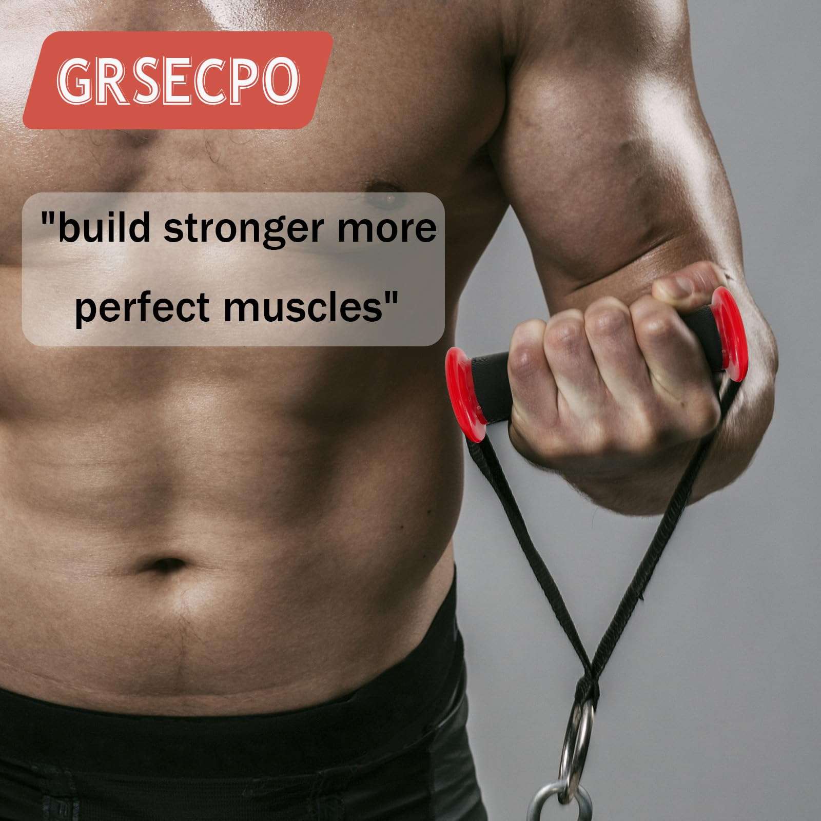 Heavy-Duty Non-Slip Grips for Bands & Cables Super Comfort-Cushioned Handles Upgrade Strength Training,Home Gym & Rehab Secure Grip,Black and Red 6