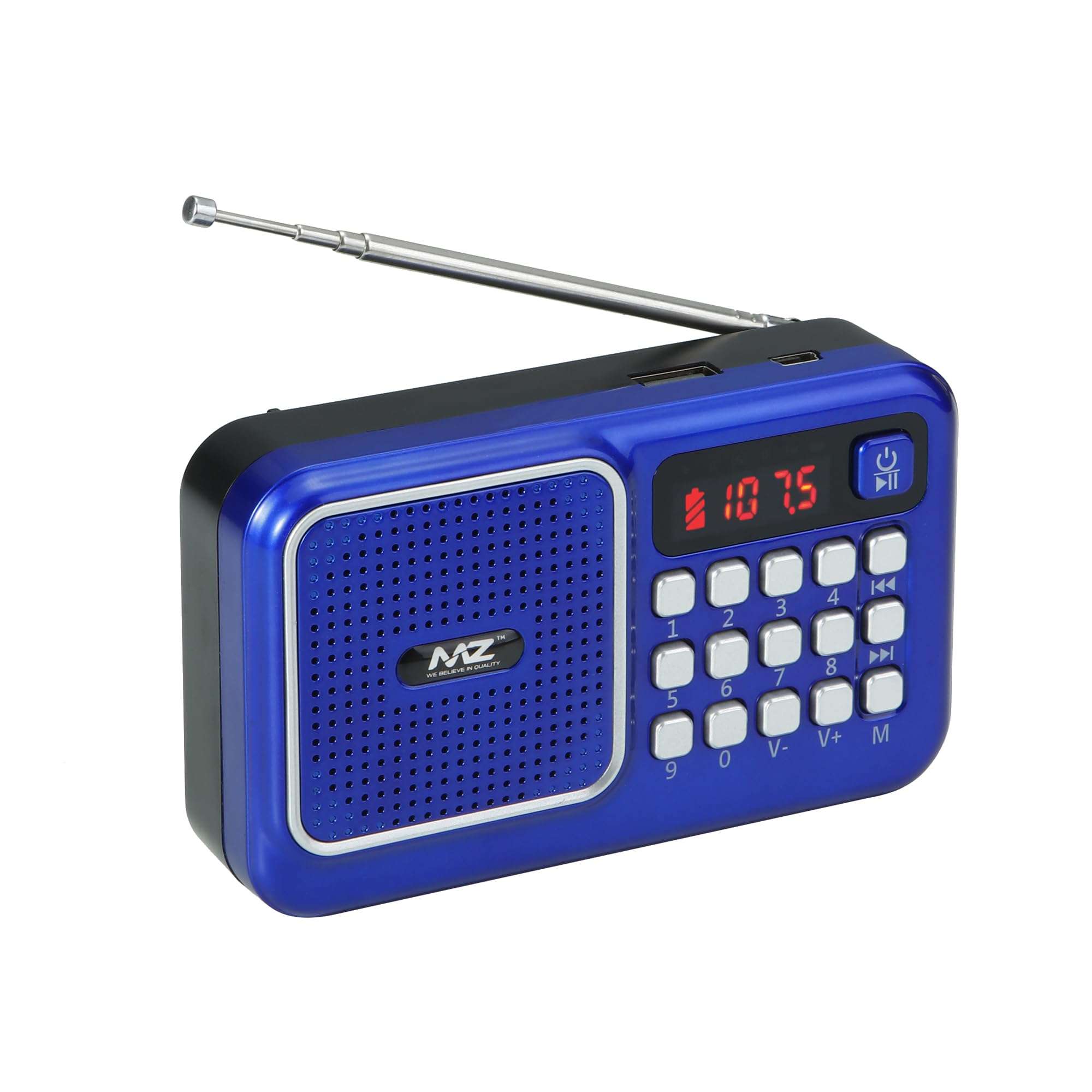 MZ M41VP (FM Super Radio) with Bluetooth/USB/Aux/TFT Card 1200mAh Battrey FM Radio (Blue) 1