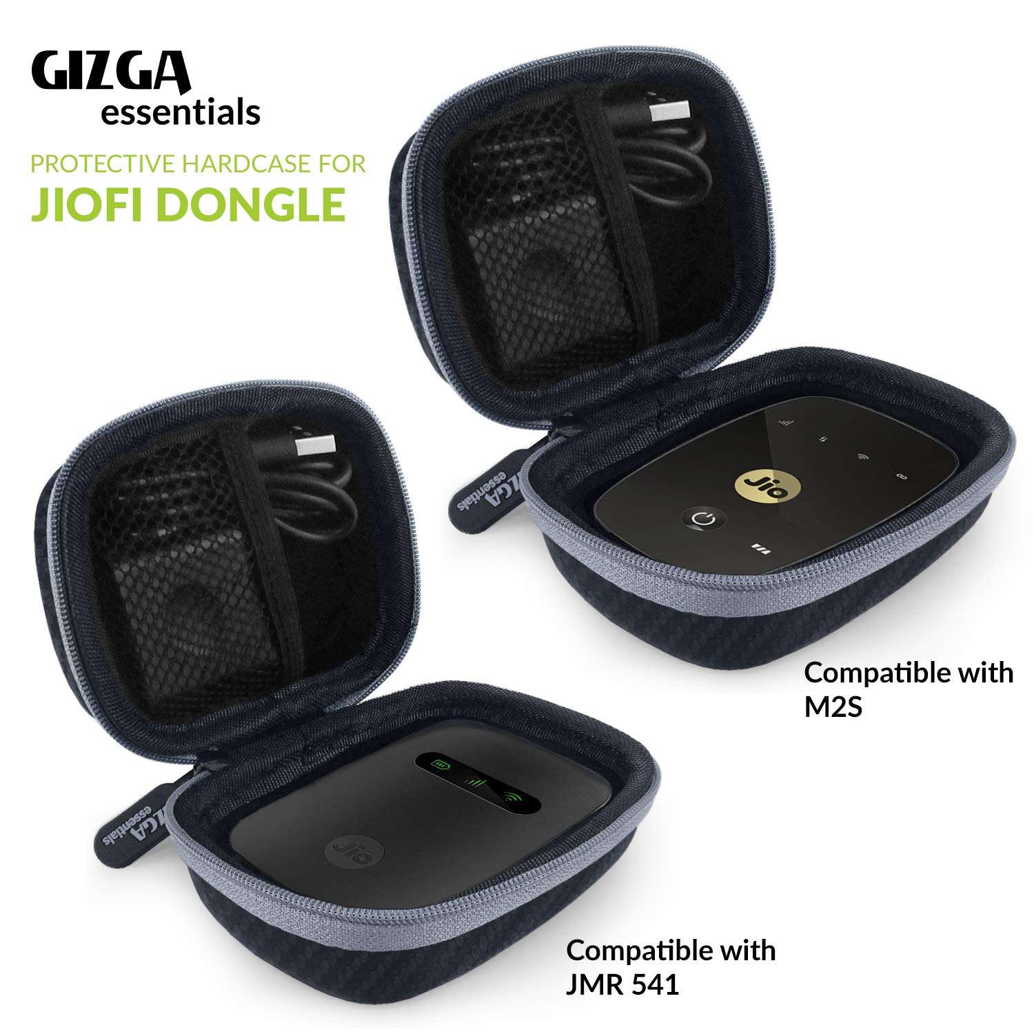 Gizga Essentials Carrying Case for JioFi 4G M2S and JioFI3 WiFi Hotspot Dongle Black & Earphone Carrying Case, Multi-Purpose Pocket Storage Travel Organizer 3