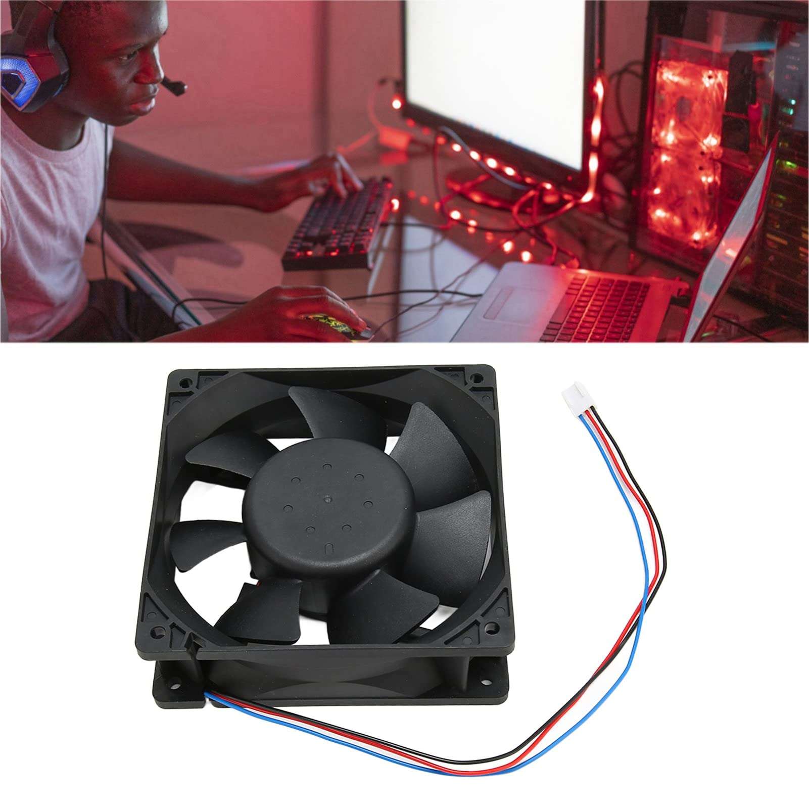 Tyenaza CPU Cooling Fan, 120mm 24V 0.75A 1300RPM Quiet 3Pin Connector Easy Installation PC Cooling Fan for Computer Chassis 6