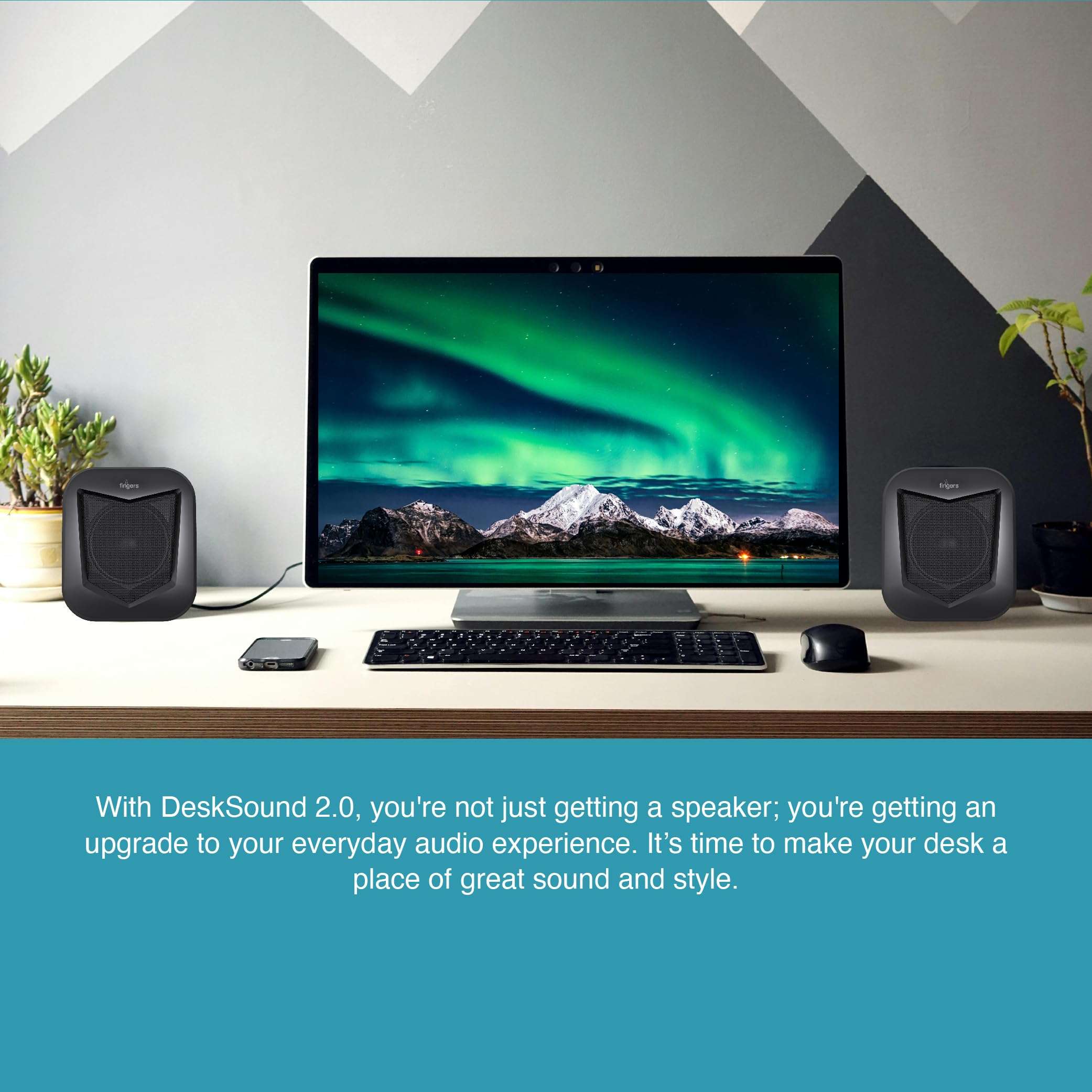 FINGERS DeskSound 2.0 USB Powered Multimedia 2.0 Speakers with Inline Volume Controller and Simple Plug-n-Play (Midnight Black) 4