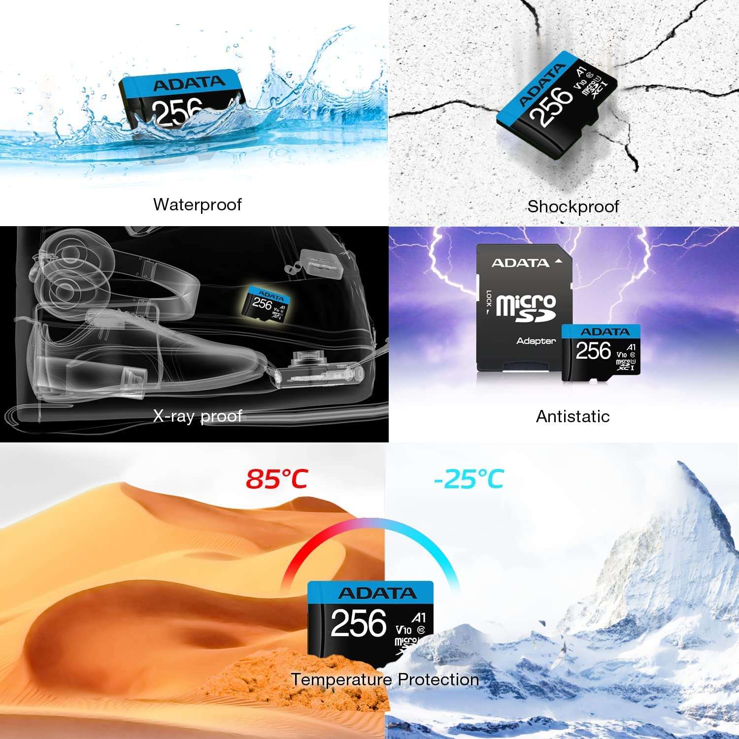 ADATA Premier 256GB MicroSDHC/SDXC UHS-I Class 10 V10 A1 Memory Card with Adapter Read up to 100 MB/s (AUSDX256GUICL10A1-RA1) 5