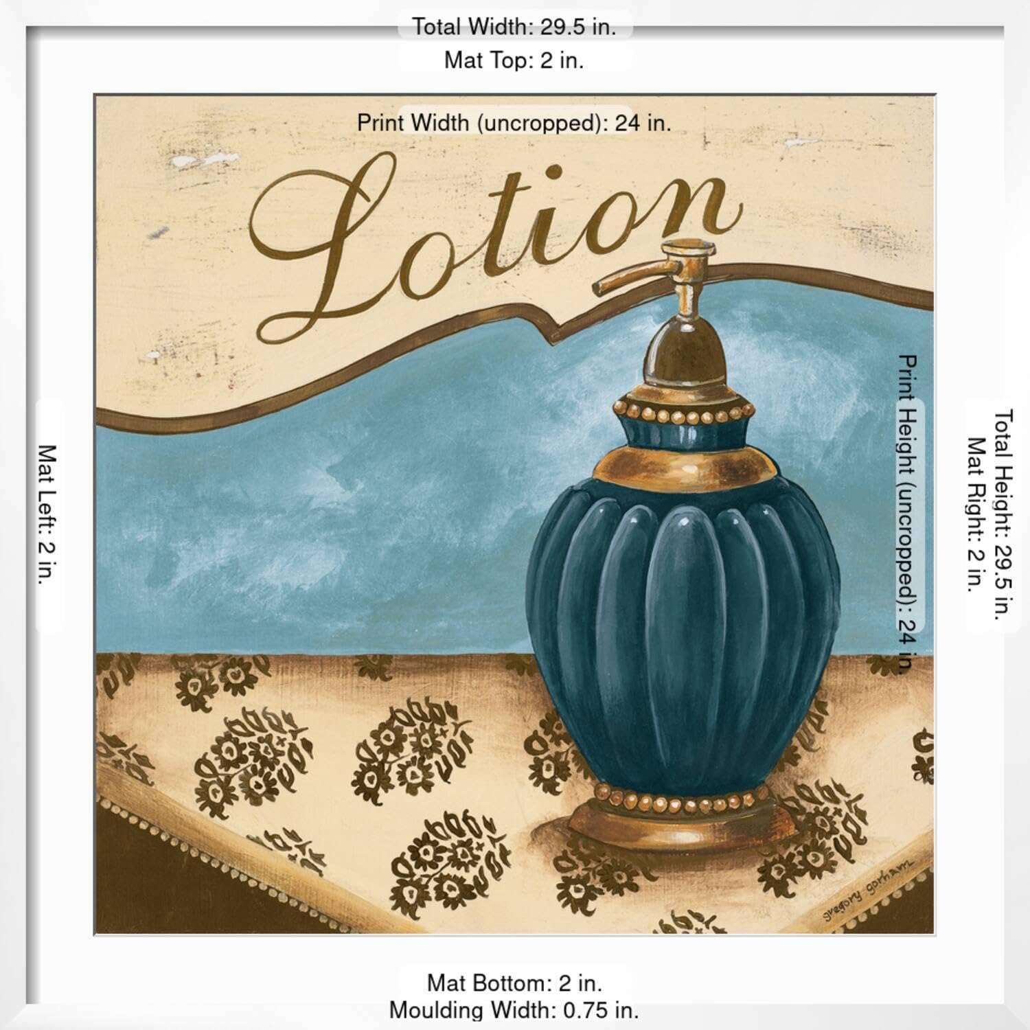 ART.COM Wall Art Print Bath Accessories IV - Blue Lotion on White Frame by Gregory Gorham, 29" x 29" 6