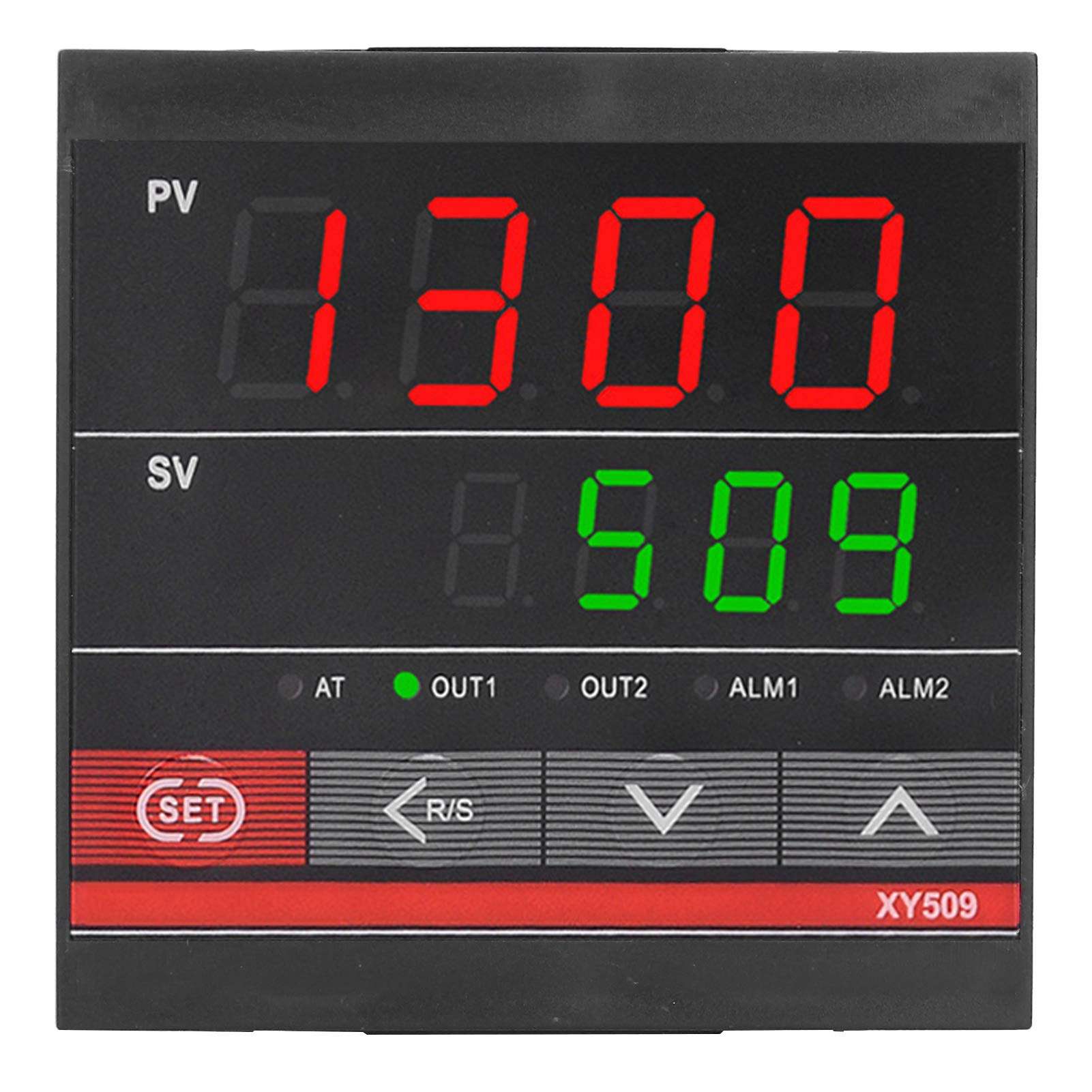 Universal Temperature Controller Dual Display 0-1300℃ Digital Thermostat ABS Heating and Cooling Relay for Temperature Pressure Flow Control 1