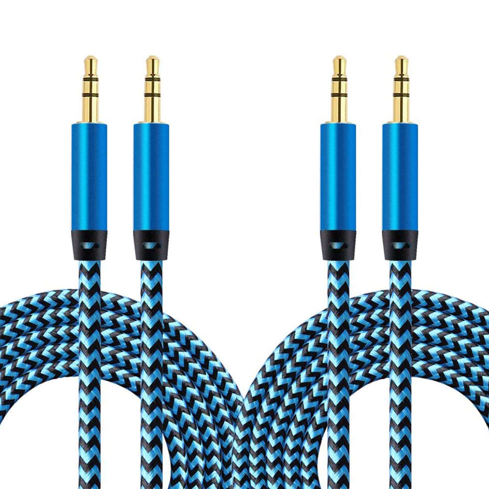 CableLovers Aux Cable, 2 Pack 5ft Auxiliary Cord 3.5MM Audio Cable Nylon Braided Headphone Cable Male to Male Aux Cord for Car/Home Stereos, iPhone, iPad, iPods, Beats, Galaxy, Sony, Echo Dot, Tablet 1