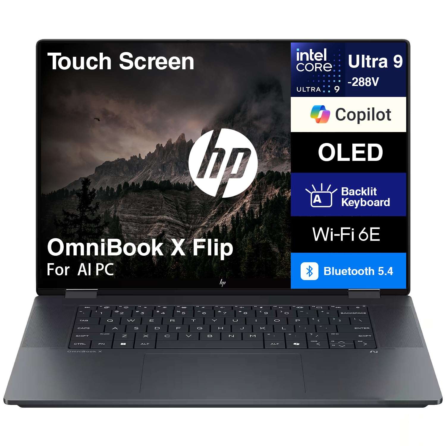 HP OmniBook X Flip Copilot+ PC 2-in-1 Laptop 16" Touchscreen OLED 3K (Intel Ultra 9-288V (UP to 48 Tops), 32GB LPDDR5X, 8TB SSD, Backlit KB, Thunderbolt 4, WiFi 6E, Bluetooth 5.3, Webcam, Win 11 Home) 1