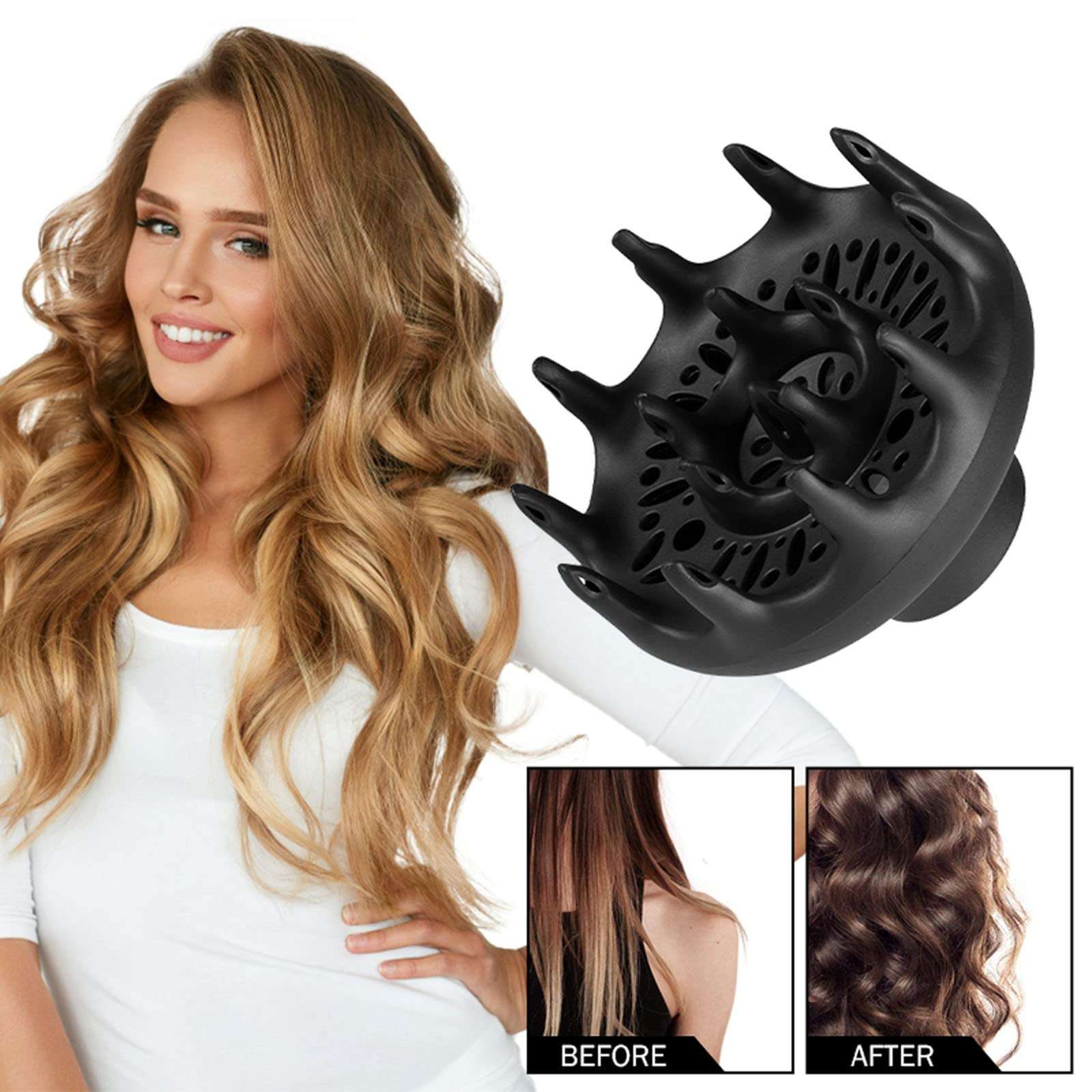 Hair Diffuser For Curly And Natural Hair Blow Dryer Diffuser To Maximize Frizz Volume And Enhance Natural Curly Hair The Last Coat (Black, One Size) 4