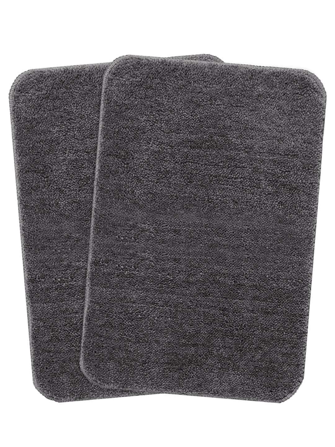 Scores Micro Anti Slip Striped Bath Mat, Doormats & Entrance gate Combo Pack of 2 pcs (Grey) 2