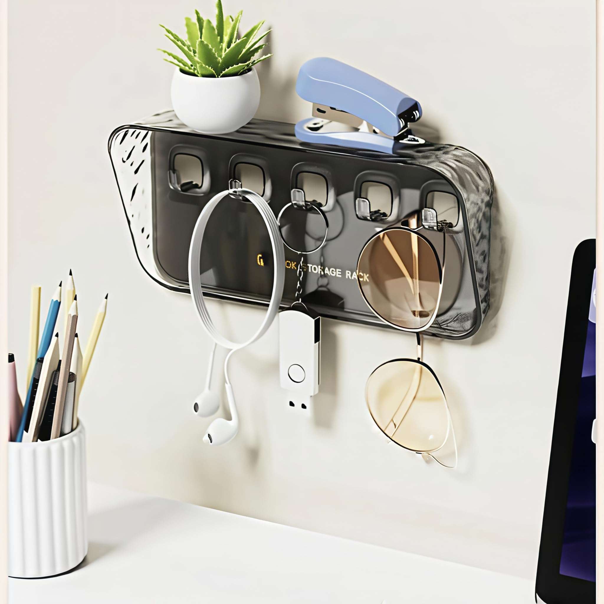 SAILYLENCEY Adhesive Key Hooks 2-Pack - Wall Hanging Stand Without Drilling, Suitable for Hanging Heavy Objects,Bathroom/Bedroom/Kitchen Storage, Suitable for Towels/Keys/Clothes/Hats, etc 4