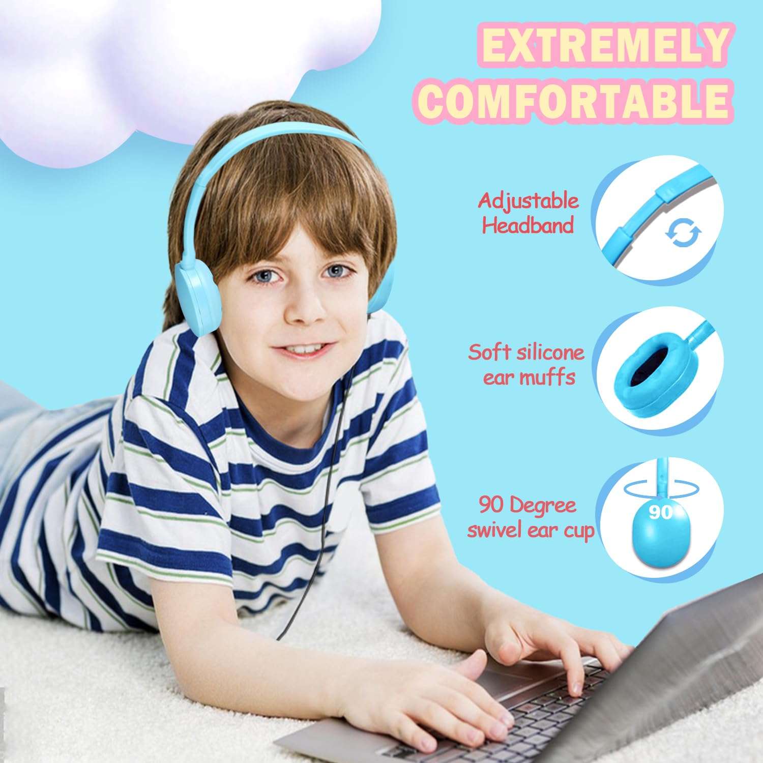 Ladont 100 Pack Classroom Headphones Bulk for Students Schools, Wholesale Wired Headphones for Library Airplane, Multi Color 3.5mm On Ear Class Set Headphones for Chromebook Laptop PC Computer… 5