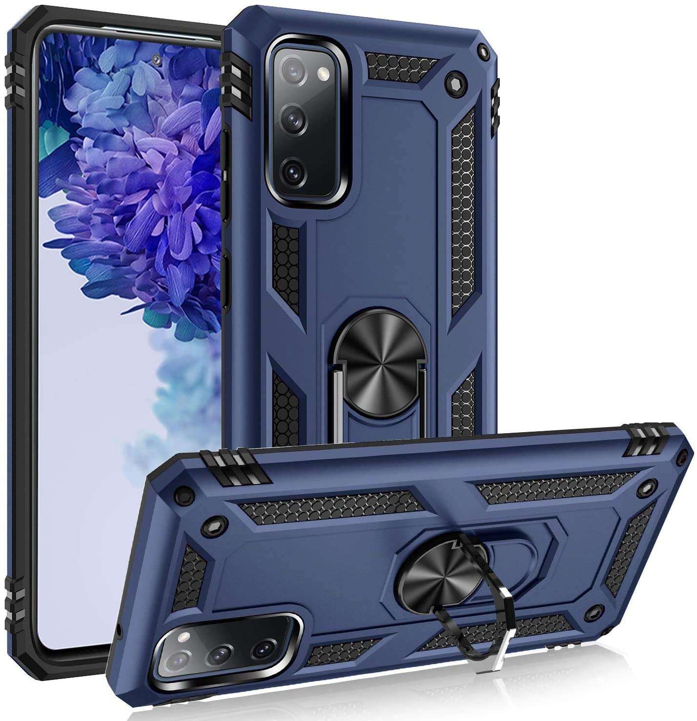 TaiY Samsung Galaxy S20 FE 5G Case - Rugged Hybrid Armor Anti-Scratch Shockproof Kickstand Case Compatible Magnetic Car Mount Ring Grip Cover for Samsung Galaxy S20 FE 5G - Blue 1