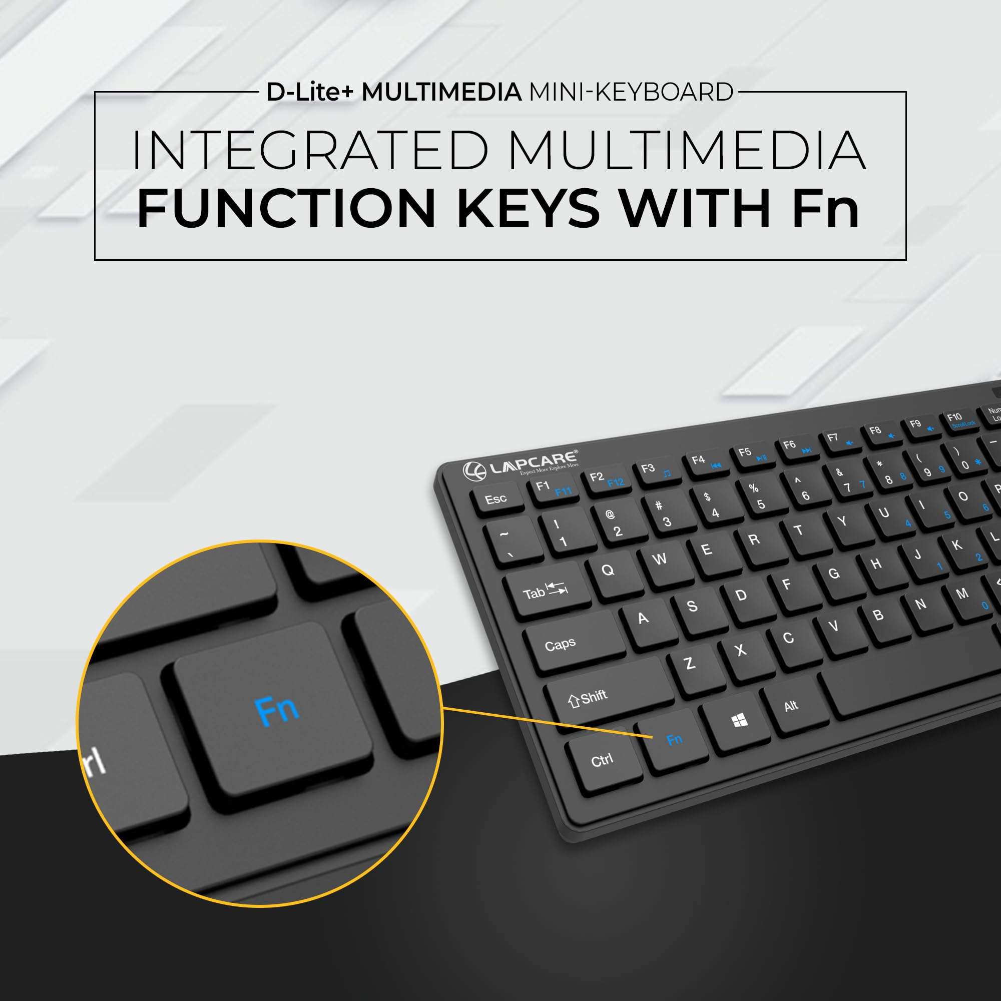 LAPCARE D-lite Plus Wireless Keyboard with 2.4 GHz & 10 M BT Range &78 Keys, 8 Million Key Life, Minimalist Design,Compatible Window98, ME, 2000, XP, Windows VISTA/7/8/10,Linux (D-Lite + BLK) 3